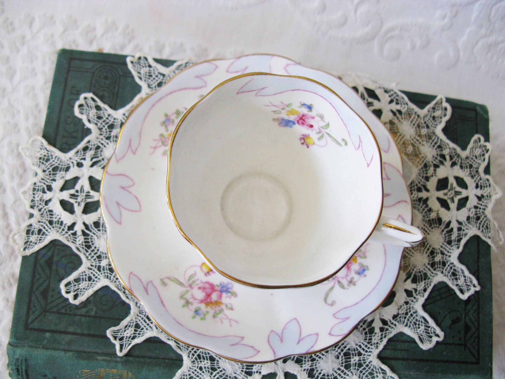 Royal Albert Vintage Tea Cup Pink Roses Blue 1917-1933  Rare  English Bone China Retro Tea Time Gift Dainty Shabby Chic Style WhenRosesBloom