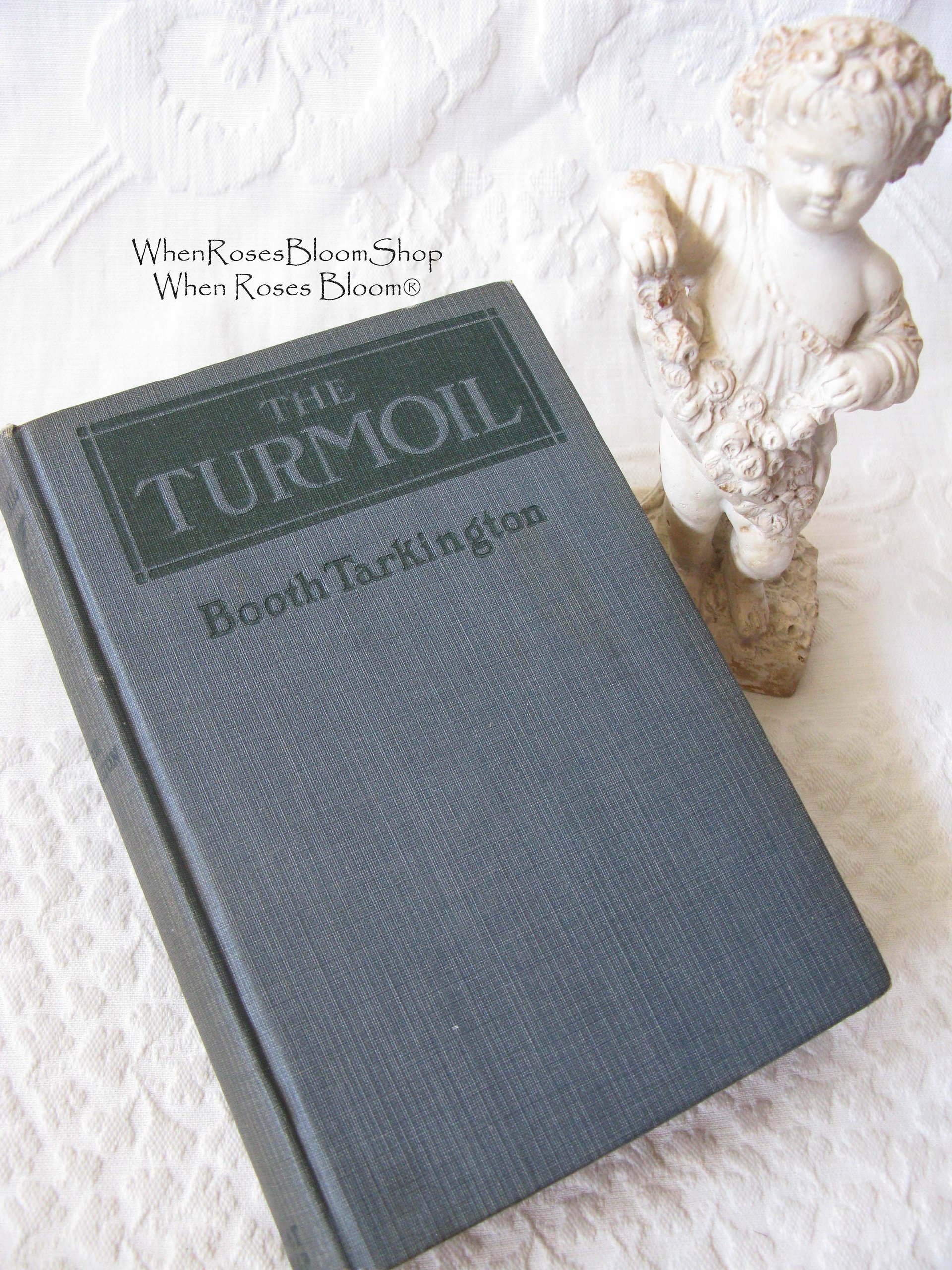 Blue Book  Booth Tarkington The Turmoil Vintage Romance Social commentary  Literary Gift  Shabby Chic Framhouse Cottage Style WhenRosesBloom