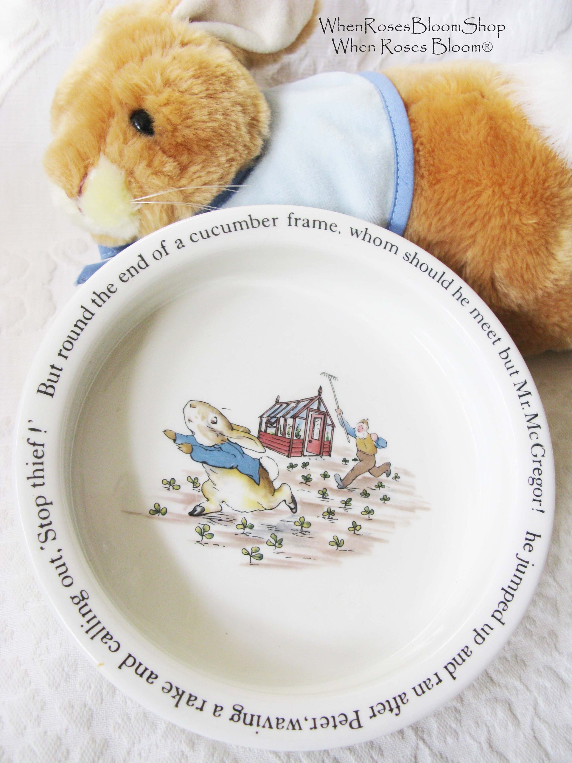 Vintage Peter Rabbit Porringer Bowl  Baby Toddler Beatrix Potter classic baby shower gift nursery decor Keepsake Heirloom WhenRosesBloom