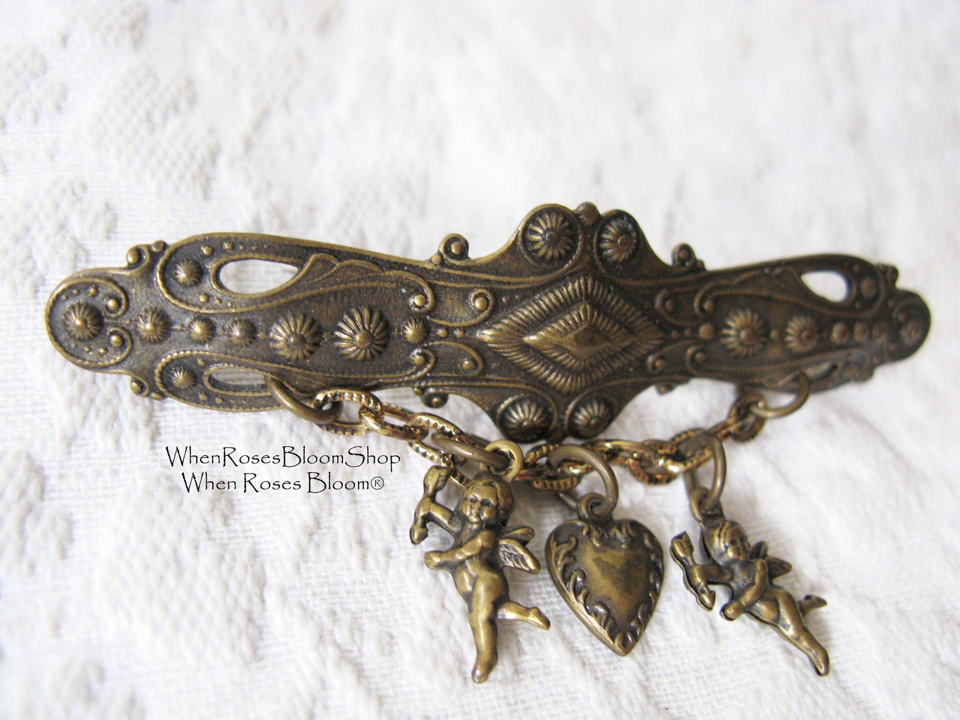 Vintage Victorian Angel Pin Brooch Costume Jewelry Gold Tone Vintage Victoria  Retro 1928 Style Lapel Dress Pin When Roses Bloom