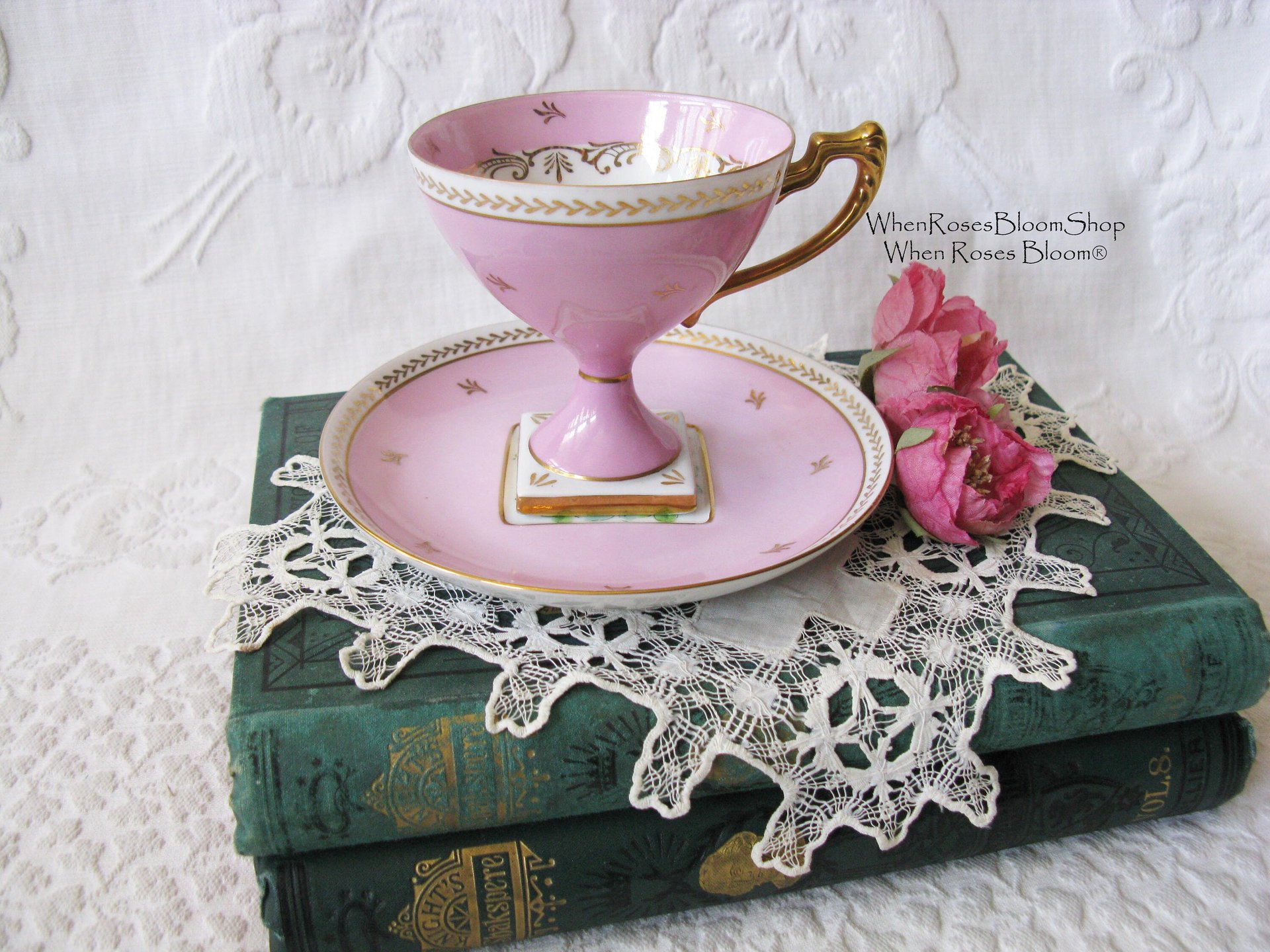Vintage Footed Tea Cup Pink Floral  Made Japan Mid Century Retro Elegant Tea Gift Victoria Downtown Tea Cottage Shabby Chic WhenRosesBloom