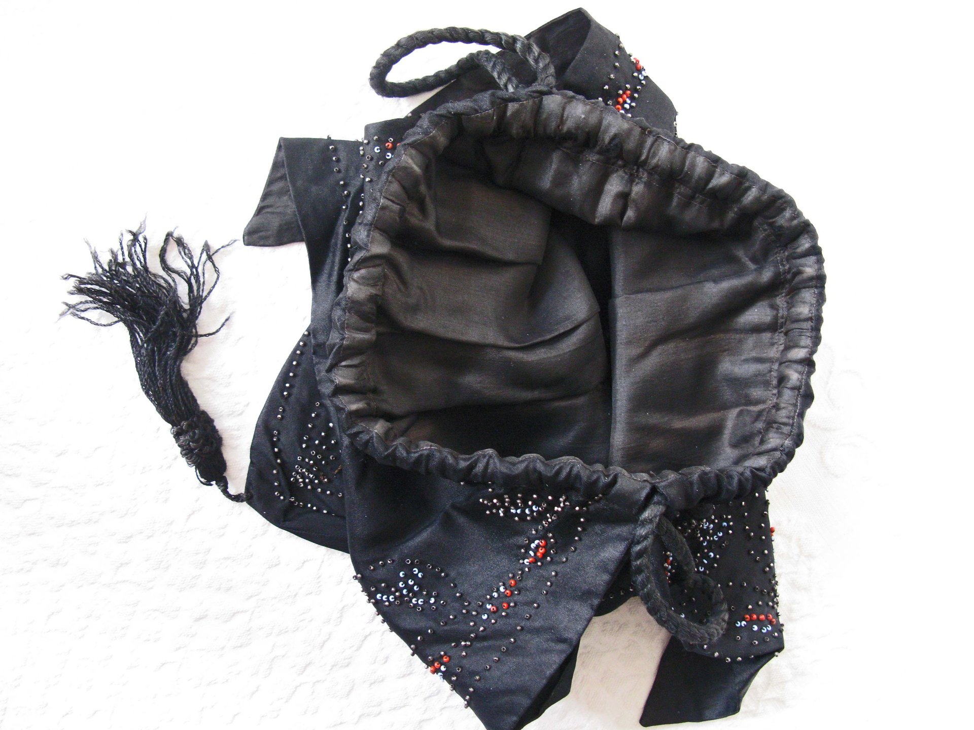 Vintage Black  Purse Victorian Edwardian Evening Bag Purse Reticule Drawstring Downton Abbey Titanic Steampunk Retro Cosplay WhenRosesBloom