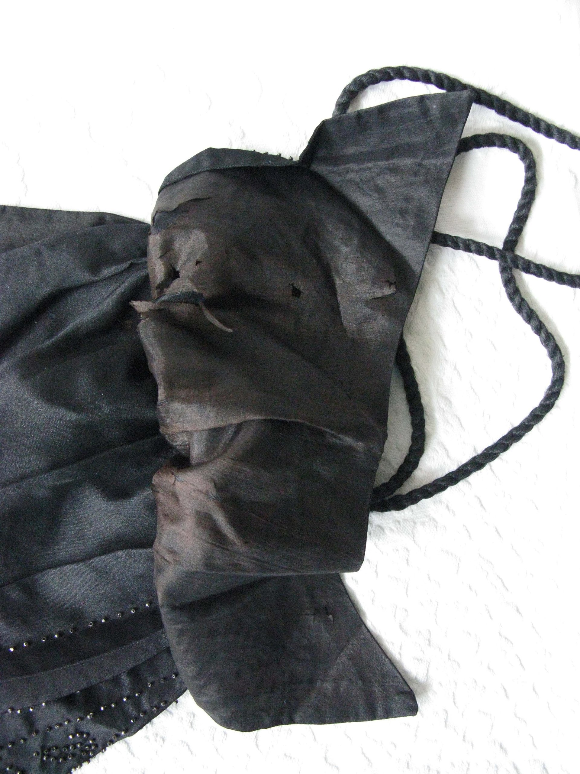Vintage Black  Purse Victorian Edwardian Evening Bag Purse Reticule Drawstring Downton Abbey Titanic Steampunk Retro Cosplay WhenRosesBloom