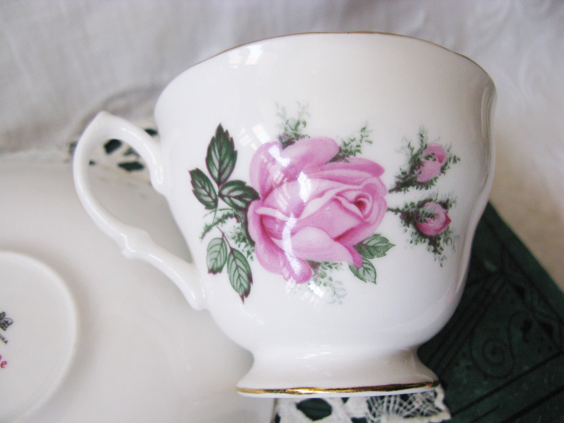 Vintage Tea Cup Pink Roses English Bone China Retro Tea Gift Mid Century Shabby Chic Farmhouse Jane Austen Downton Abbey WhenRosesBloom