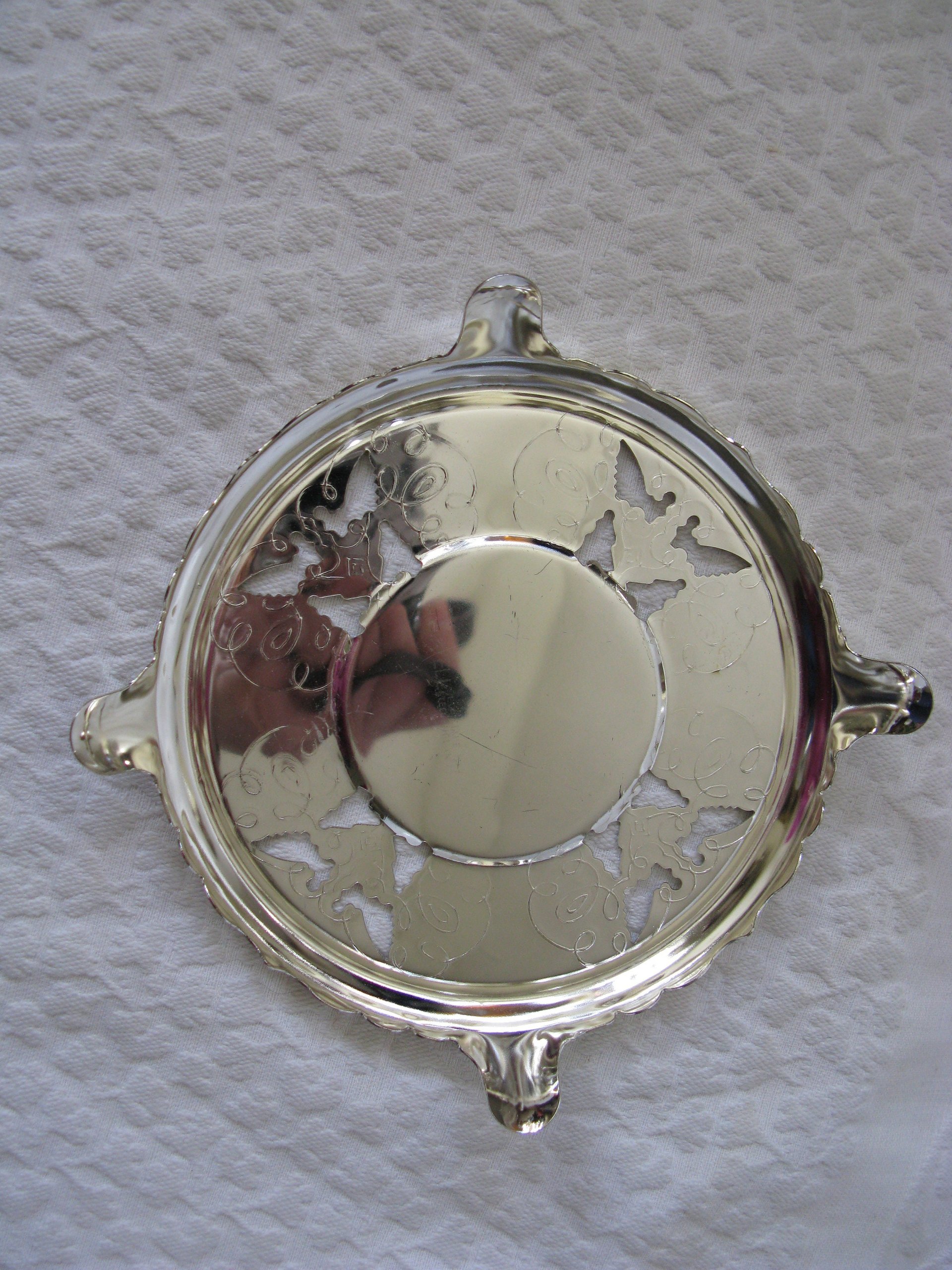Silver Tea Trivet Hot Plate Vintage Tea Party Wedding Birthday Entertaining Tea Gift Silver Rococo Elegant Shabby Chic   WhenRosesBloom