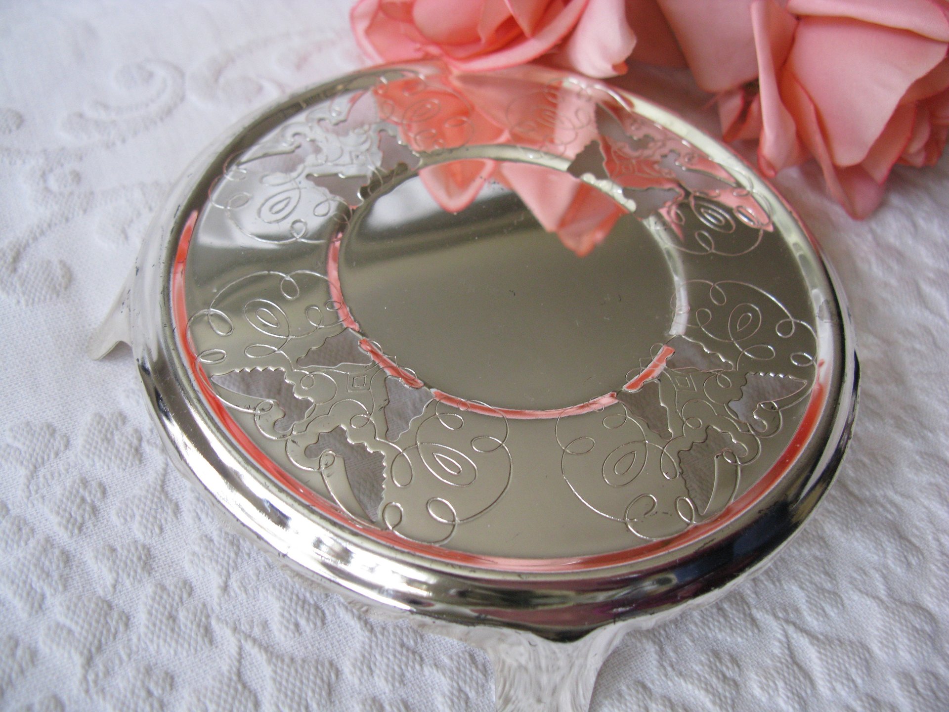 Silver Tea Trivet Hot Plate Vintage Tea Party Wedding Birthday Entertaining Tea Gift Silver Rococo Elegant Shabby Chic   WhenRosesBloom