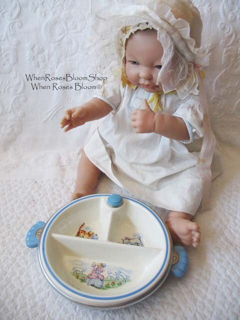 Vintage Baby Dish Mid Century warming dish divided heated plate classic baby shower gift nursery decor Keepsake Heirloom WhenRosesBloom