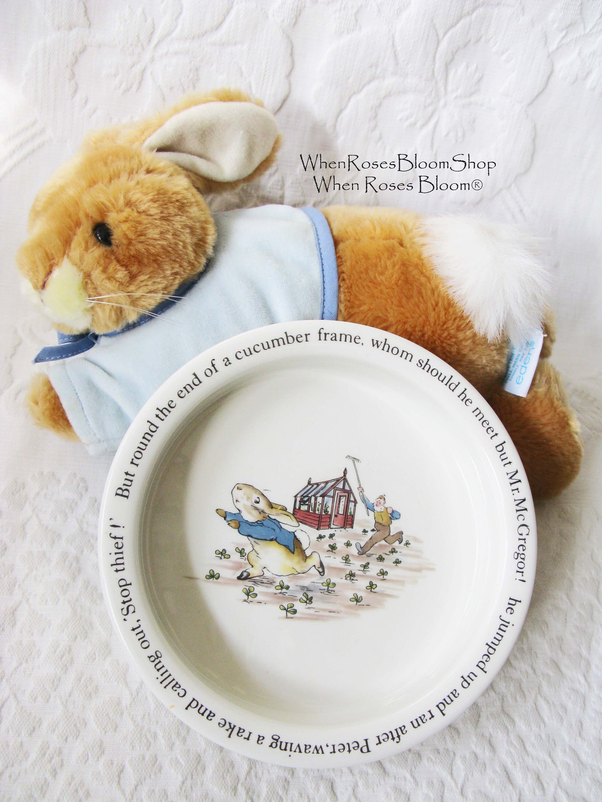 Vintage Peter Rabbit Porringer Bowl  Baby Toddler Beatrix Potter classic baby shower gift nursery decor Keepsake Heirloom WhenRosesBloom