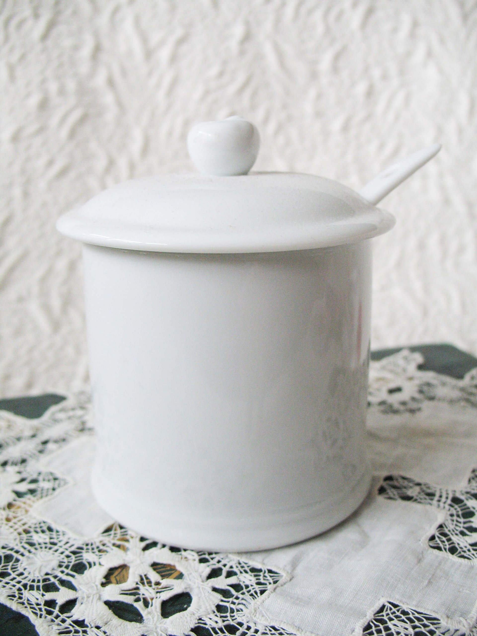 Vintage Jam Jar Sugar Bowl White China  Shabby Chic Cottage Farmhouse Romantic Retro Mid Century Urban Style WhenRosesBloom