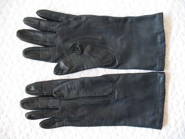 Vintage Gloves  Sz 7 1/2 Navy Dark Blue Leather Short Retro Mid Century Cosmopolitan Style Miss Fisher Cosplay Free Ship US When Roses Bloom