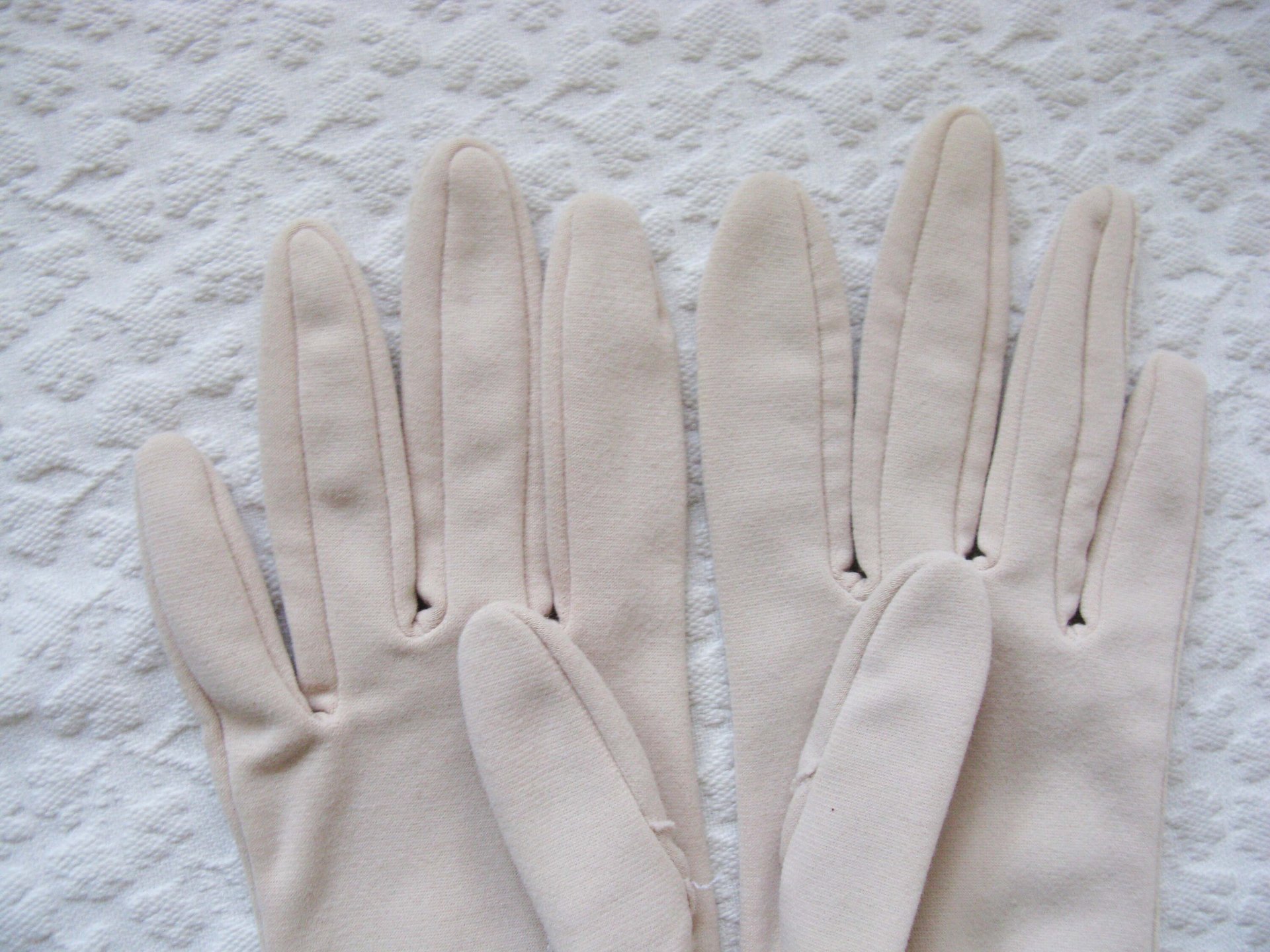 Vintage Gloves Beige Vegan Fabric Washable Retro Cosplay Classic Tea Party Wedding Bride Bridesmaid Petite Free Ship US  WhenRosesBloom