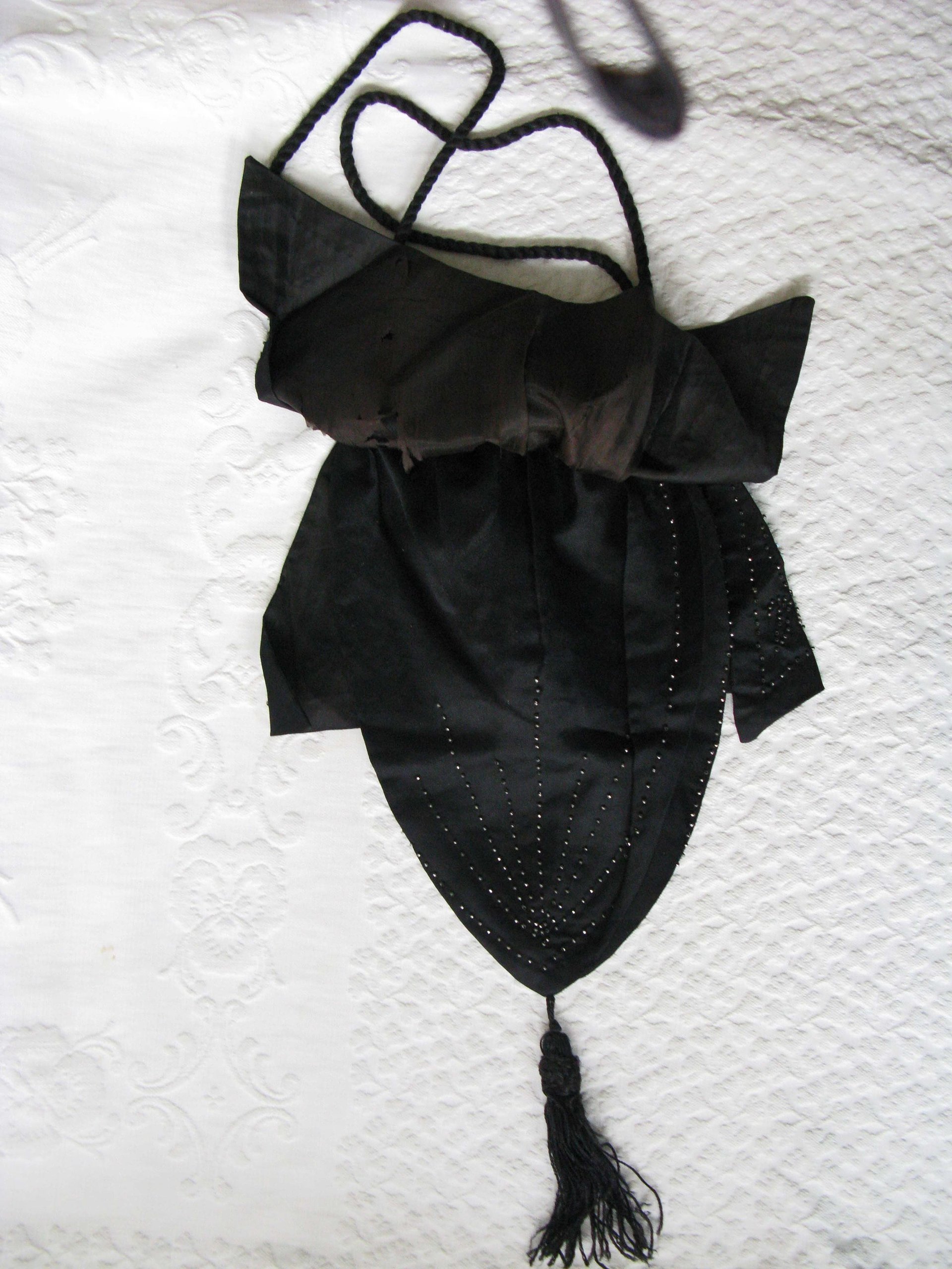 Vintage Black  Purse Victorian Edwardian Evening Bag Purse Reticule Drawstring Downton Abbey Titanic Steampunk Retro Cosplay WhenRosesBloom