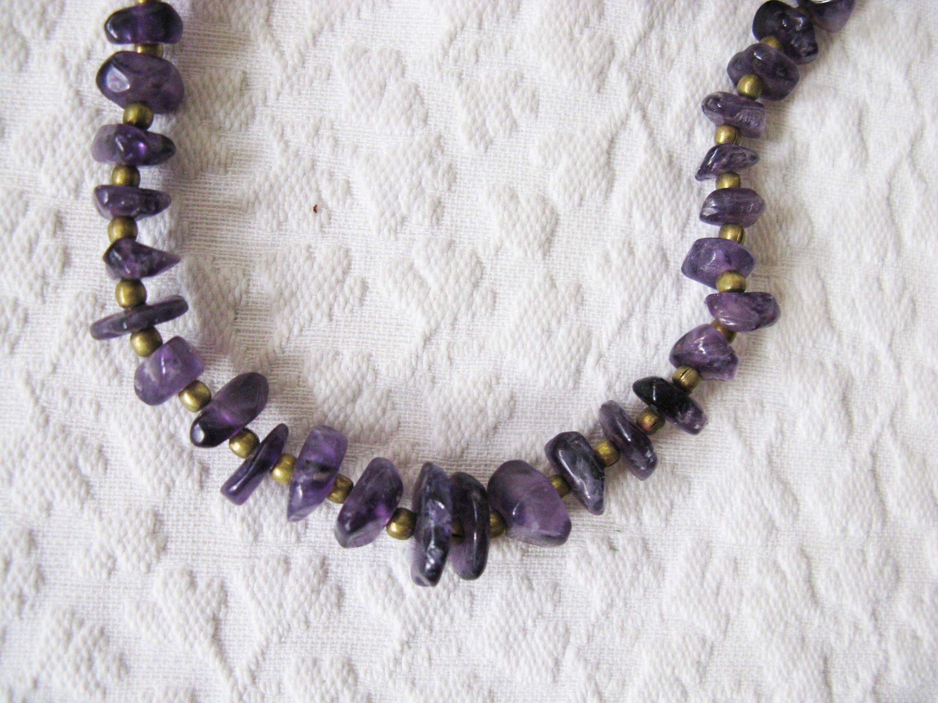 Necklace Choker Amethyst Purple Stone Brass Vintage Necklace Boho Gypsy Minimalist Retro Style Elegant but Casual  Necklace WhenRosesBloom