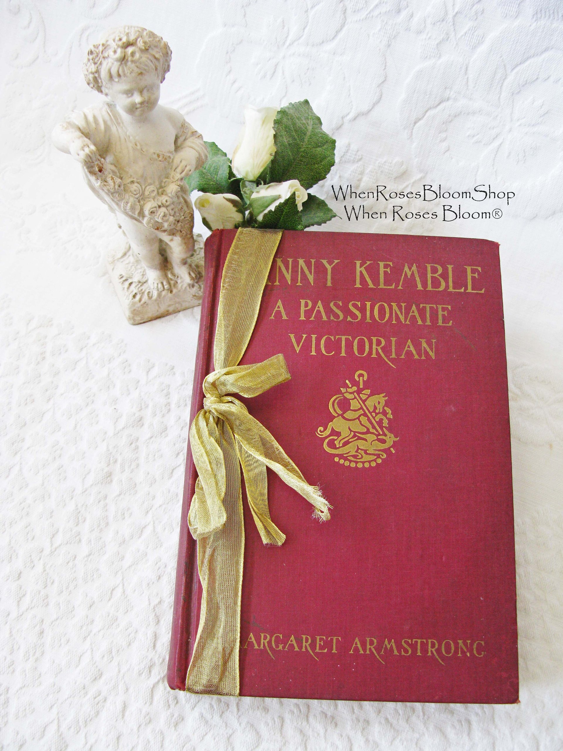 Vintage Red Book biography Fanny Kemble 1st Edition Margaret Armstrong Southern Slavery Plantation life Decorative Library WhenRosesBloom