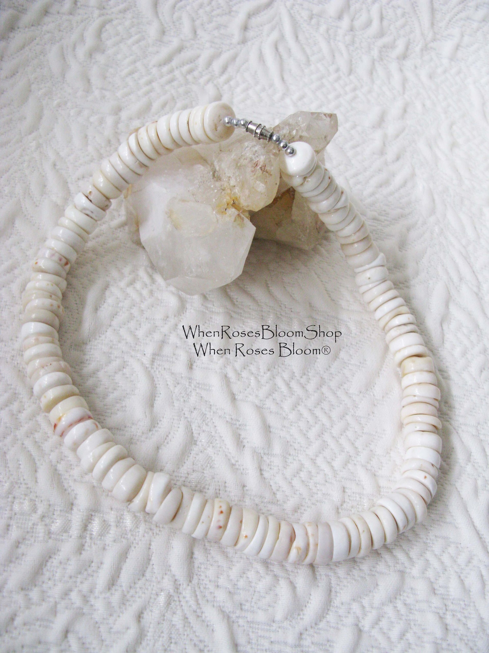 Vintage Puka Shell Choker Statement Necklace Ethnic Boho Minimalist Casual Retro Hawaiian VSCO   Free Spirit Hippie 60s 70s  WhenRosesBloom