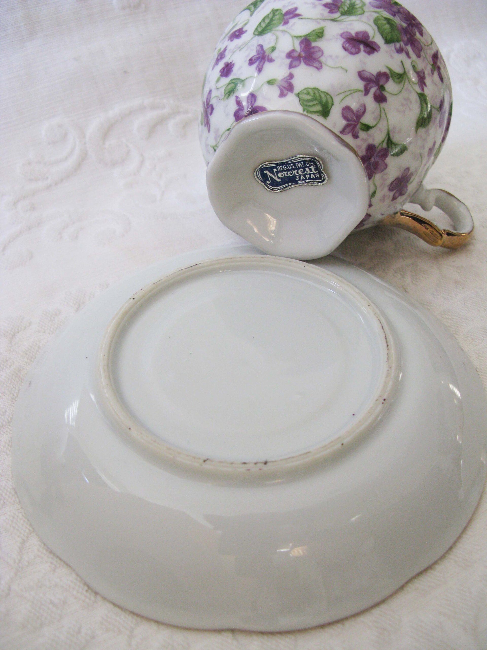 Tea Cup Chintz Purple Violets Made in Japan Vintage Retro TeaTime Dainty Tea Time Gift Mid Century Shabby Chic  WhenRosesBloom Classic Tea