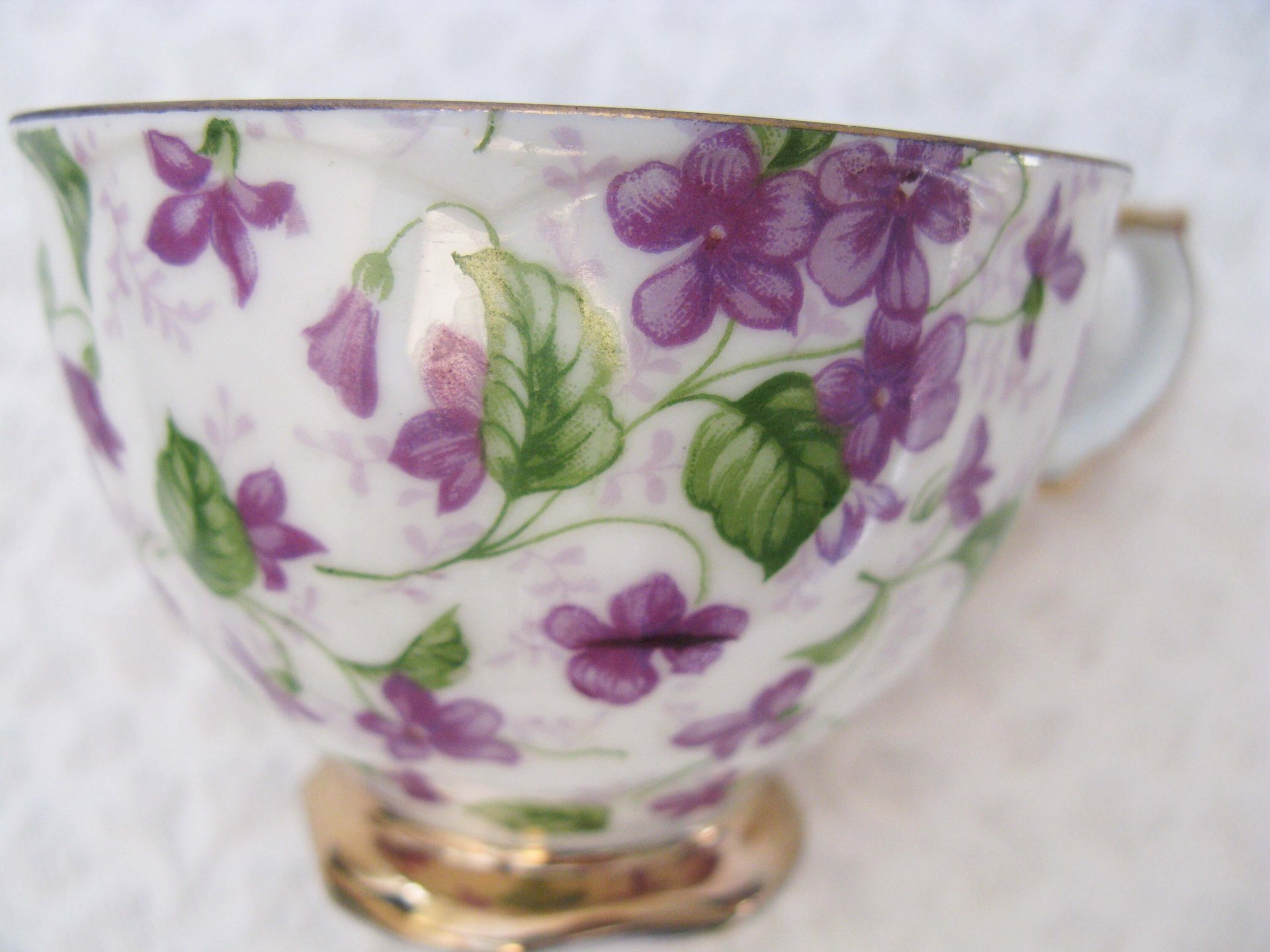 Tea Cup Chintz Purple Violets Made in Japan Vintage Retro TeaTime Dainty Tea Time Gift Mid Century Shabby Chic  WhenRosesBloom Classic Tea