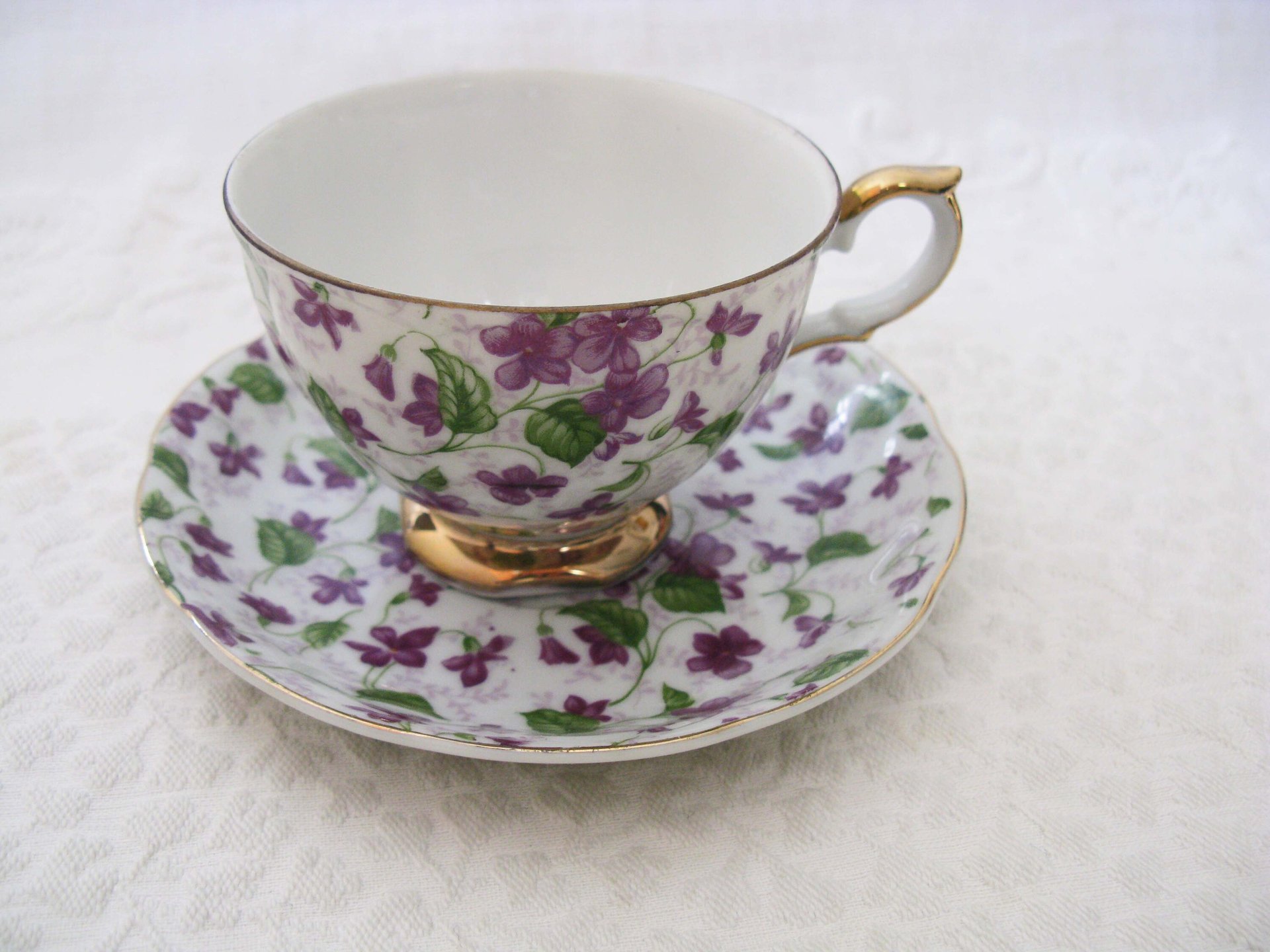 Tea Cup Chintz Purple Violets Made in Japan Vintage Retro TeaTime Dainty Tea Time Gift Mid Century Shabby Chic  WhenRosesBloom Classic Tea