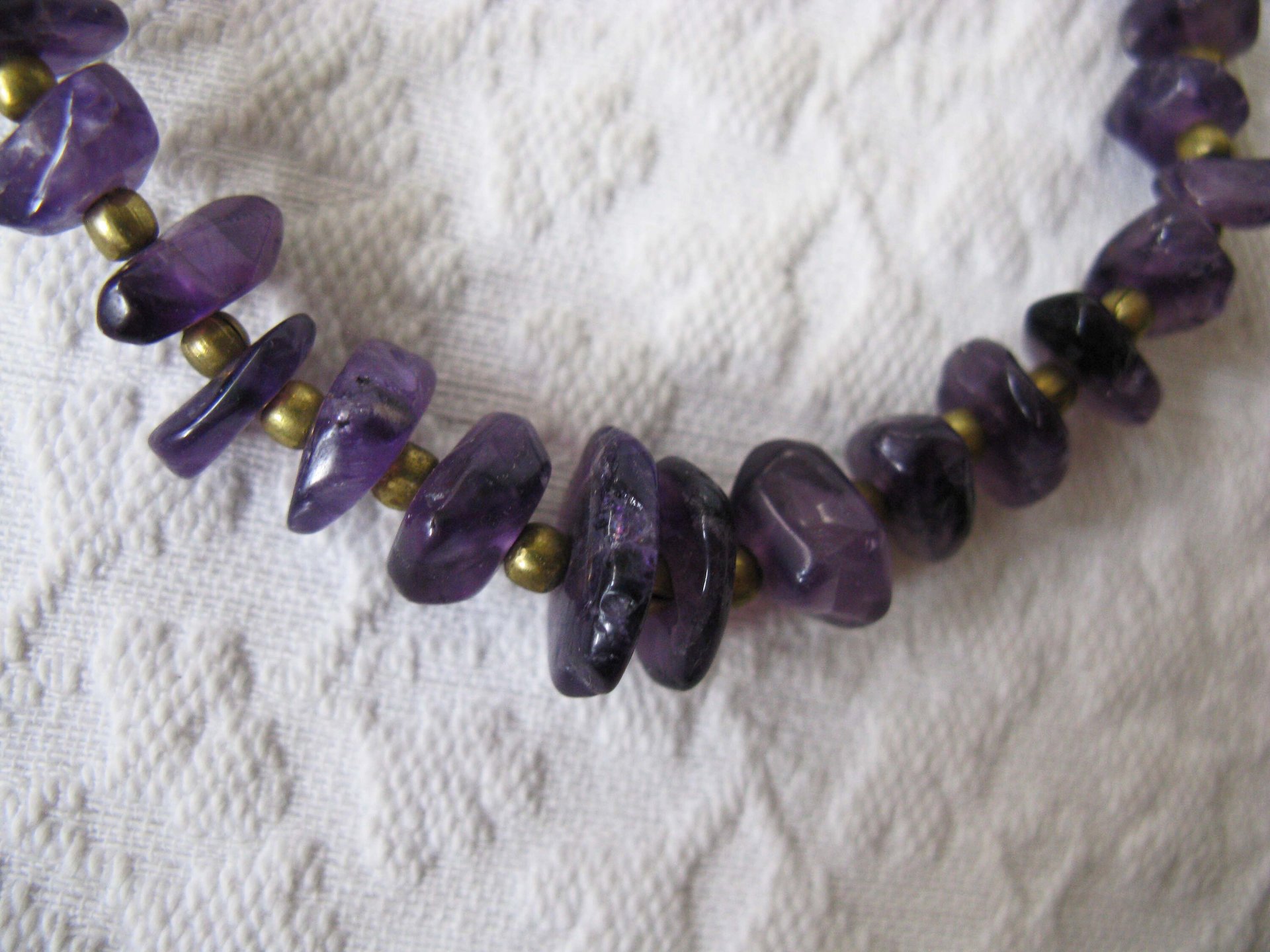 Necklace Choker Amethyst Purple Stone Brass Vintage Necklace Boho Gypsy Minimalist Retro Style Elegant but Casual  Necklace WhenRosesBloom