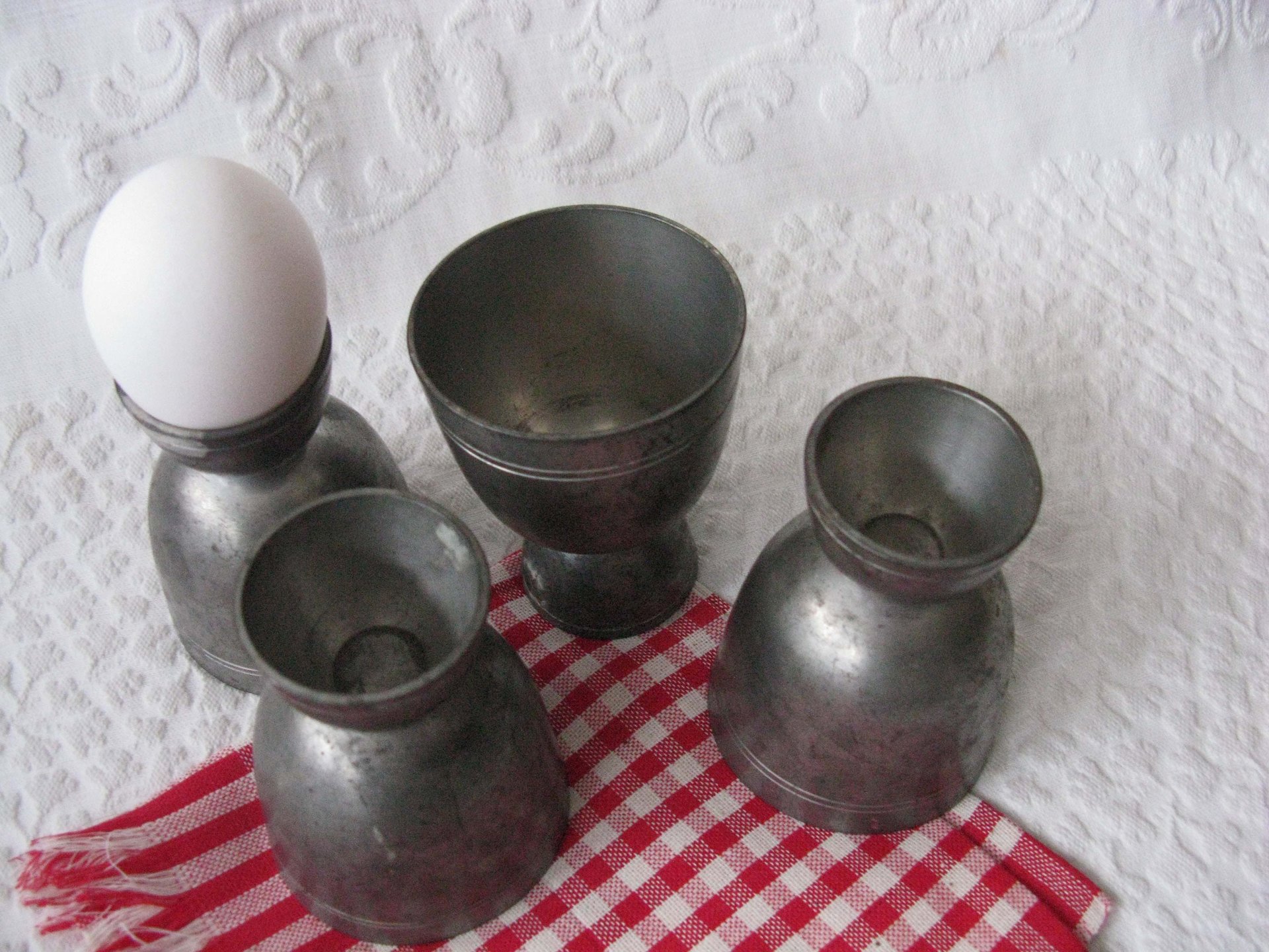 Vintage Pewter Egg Cups Rare Hard to Find Shabby Chic Cottage Farmhouse Romantic Retro Mid Century Urban Minimalist  Style WhenRosesBloom