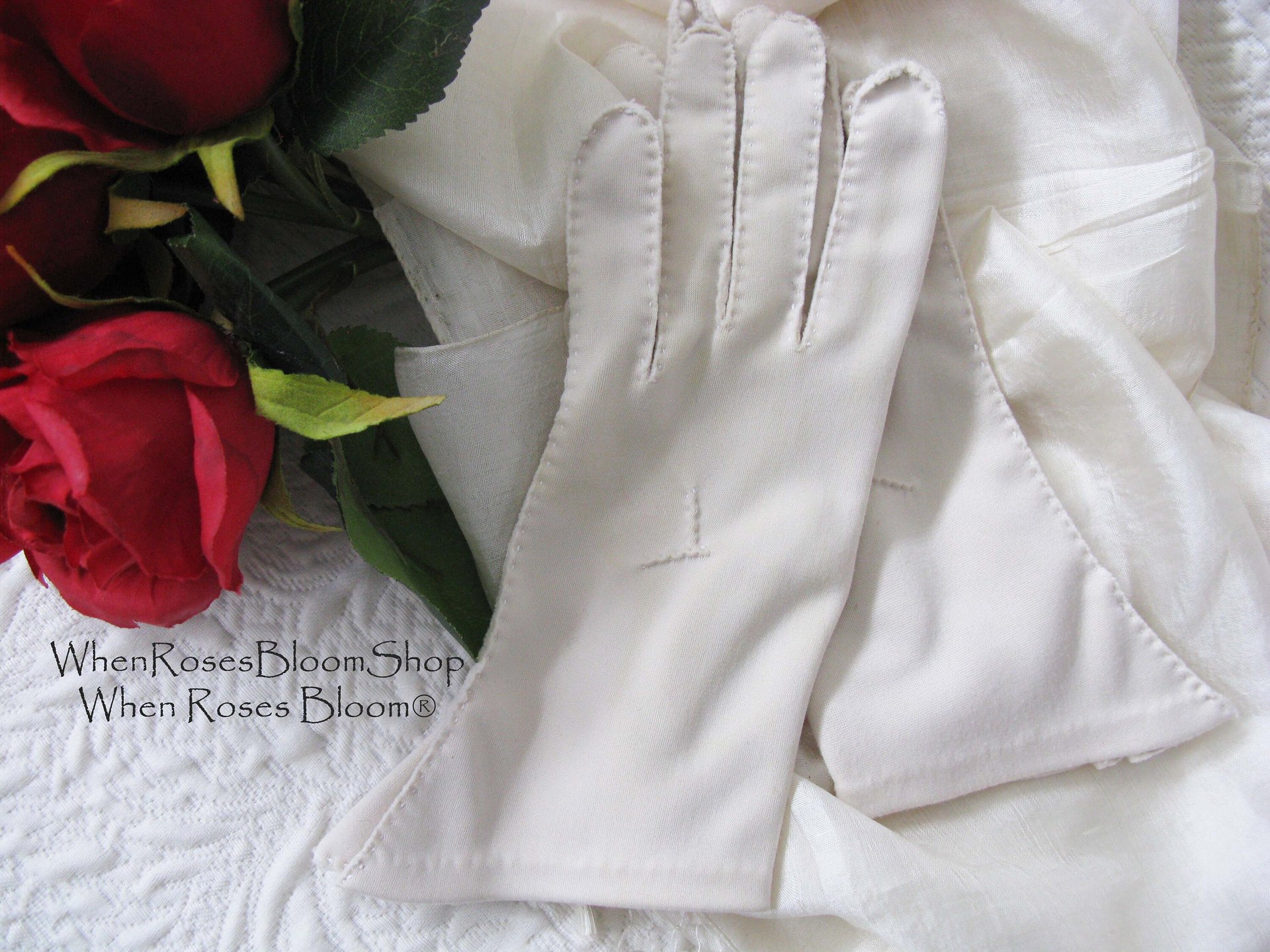 Gloves Beige Fabric short Vegan Retro Vintage Tea Party Elegant Cosplay Downton Miss Fisher Mid Century Style Free Ship US When Roses Bloom
