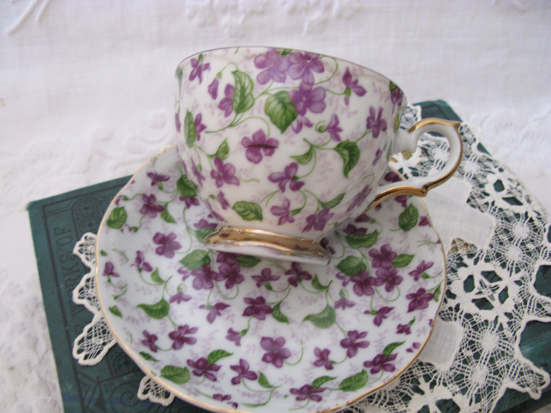 Tea Cup Chintz Purple Violets Made in Japan Vintage Retro TeaTime Dainty Tea Time Gift Mid Century Shabby Chic  WhenRosesBloom Classic Tea
