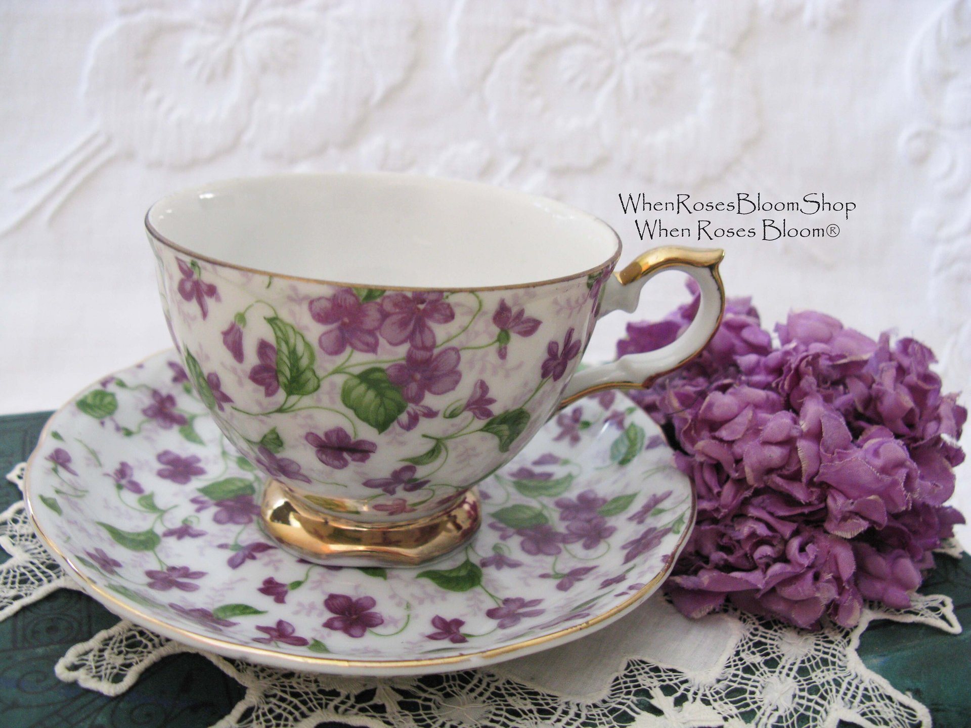 Tea Cup Chintz Purple Violets Made in Japan Vintage Retro TeaTime Dainty Tea Time Gift Mid Century Shabby Chic  WhenRosesBloom Classic Tea