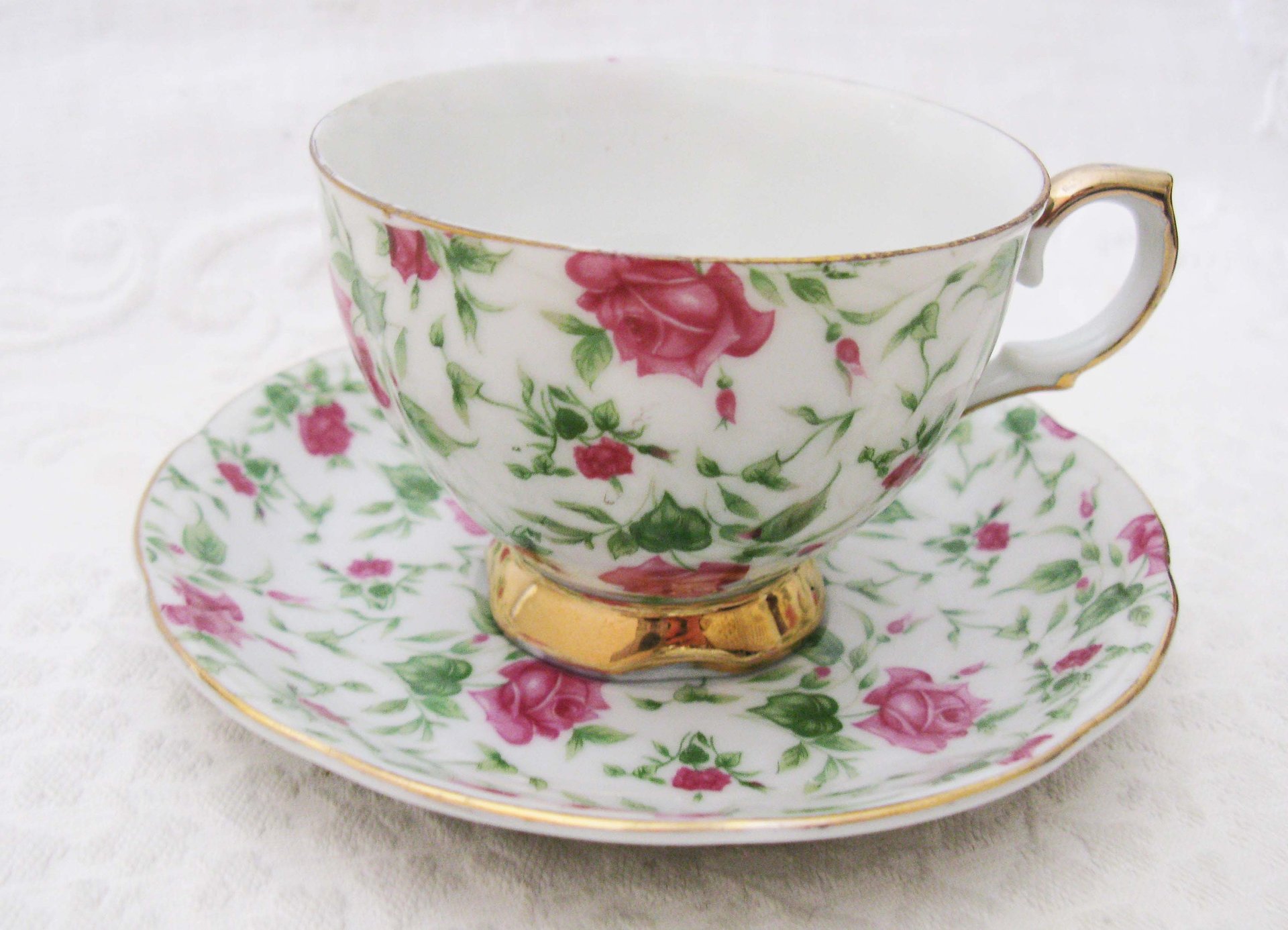 Vintage Rose Chintz Tea Cup Made Japan Mid Century Retro Elegant Tea Gift Victoria Downtown Tea Cottage Shabby Chic WhenRosesBloom
