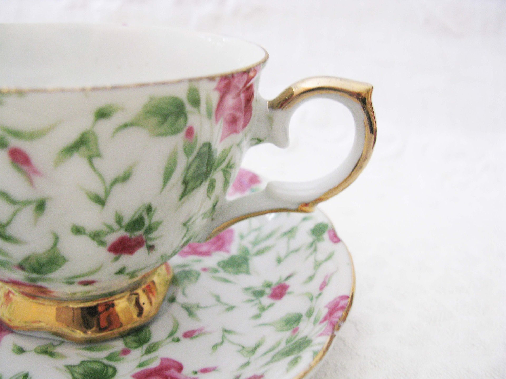 Vintage Rose Chintz Tea Cup Made Japan Mid Century Retro Elegant Tea Gift Victoria Downtown Tea Cottage Shabby Chic WhenRosesBloom