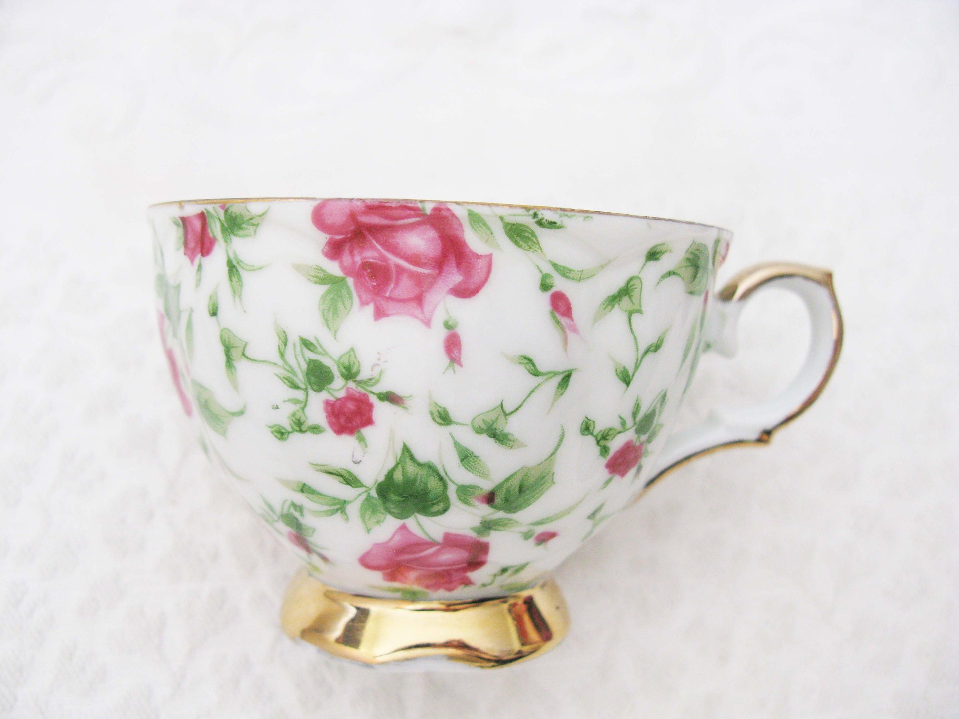 Vintage Rose Chintz Tea Cup Made Japan Mid Century Retro Elegant Tea Gift Victoria Downtown Tea Cottage Shabby Chic WhenRosesBloom