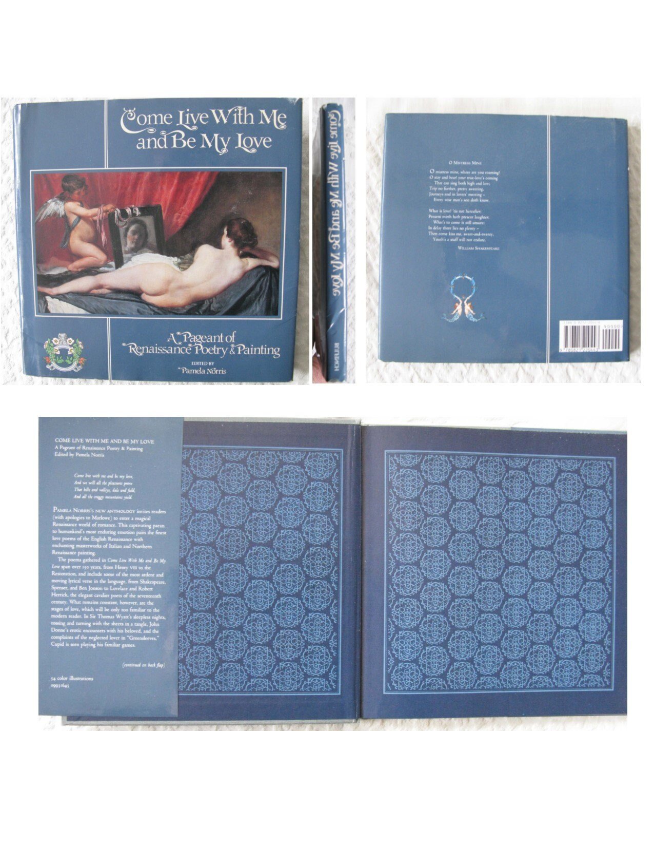Vintage Book Renaissance Poetry Paintings Romantic Love Come Live with Me and Be My Love 1st Ed  Decorative Library Decor   WhenRosesBloom