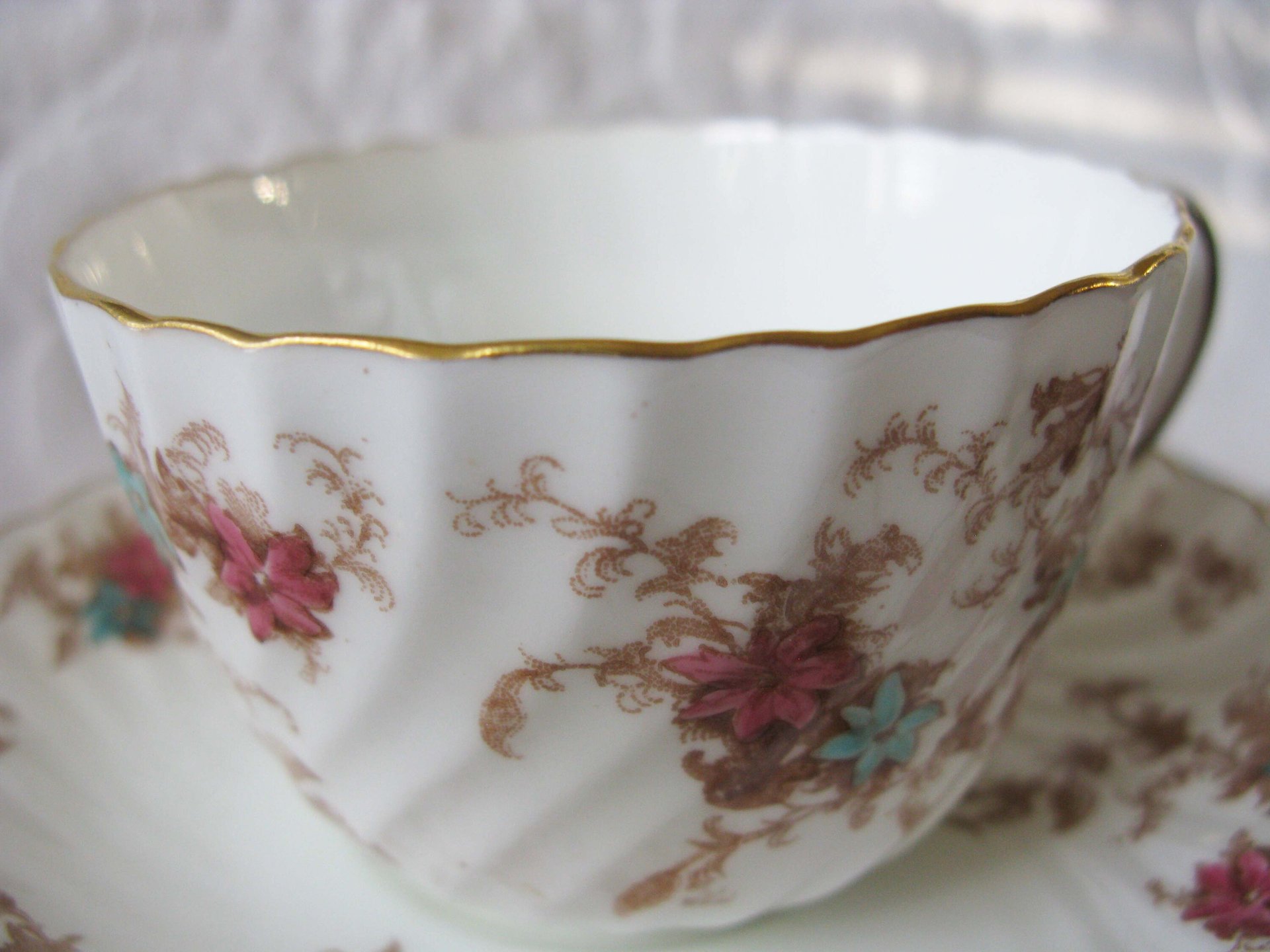 Vintage Tea Cup English Minton Floral Gold Downton Tea Time Gift Cottage Shabby Chic Mid Century Tea Style  WhenRosesBloom