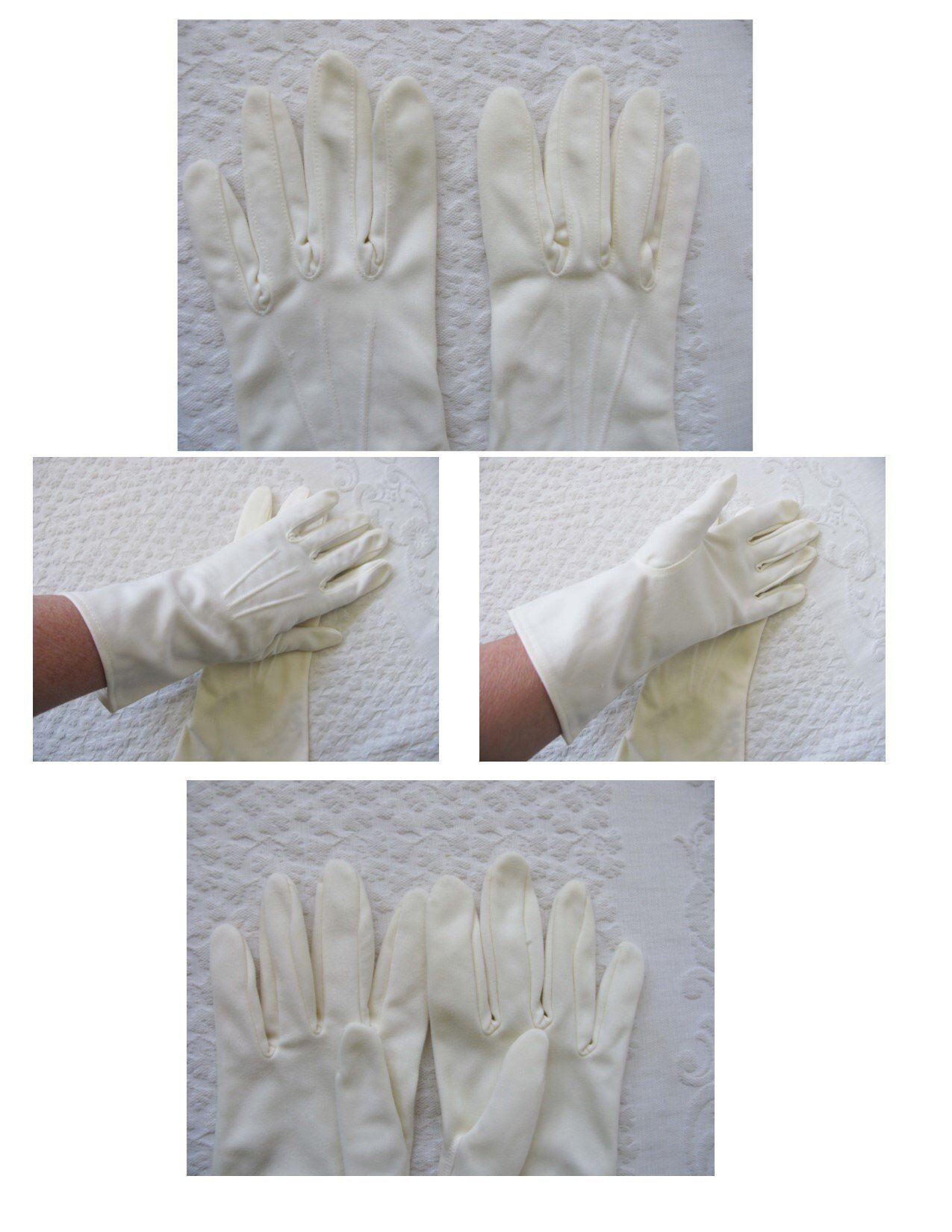 Soft White Gloves Sz 8 Vintage Wedding Tea Dance Retro Mid Century Elegant Cosplay Man Woman Costume  Free Ship US When Roses Bloom