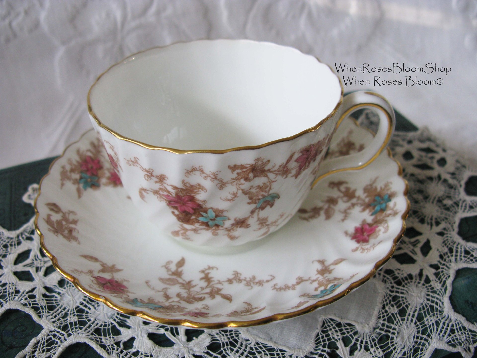 Vintage Tea Cup English Minton Floral Gold Downton Tea Time Gift Cottage Shabby Chic Mid Century Tea Style  WhenRosesBloom