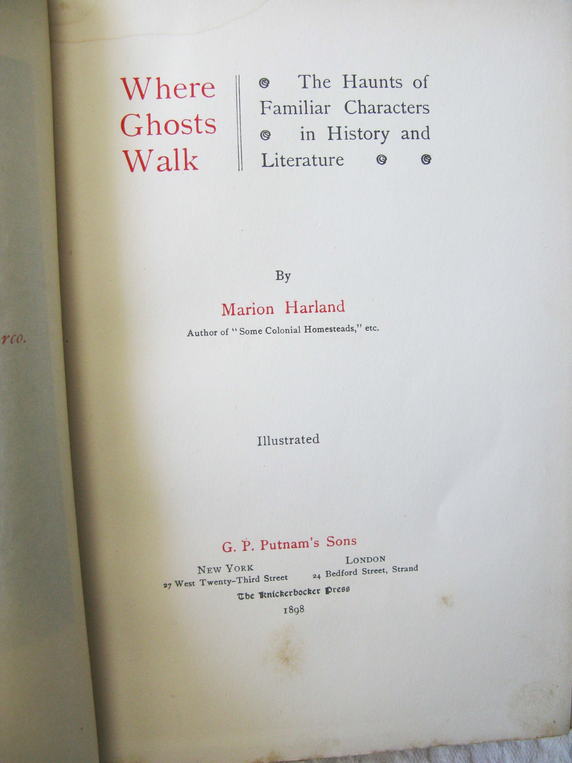 Book Where Ghosts Walked Literary History 1898 1st Ed Decorative Pretty Cover Vintage Library Decor Gift Decorative Artwork  WhenRosesBloom