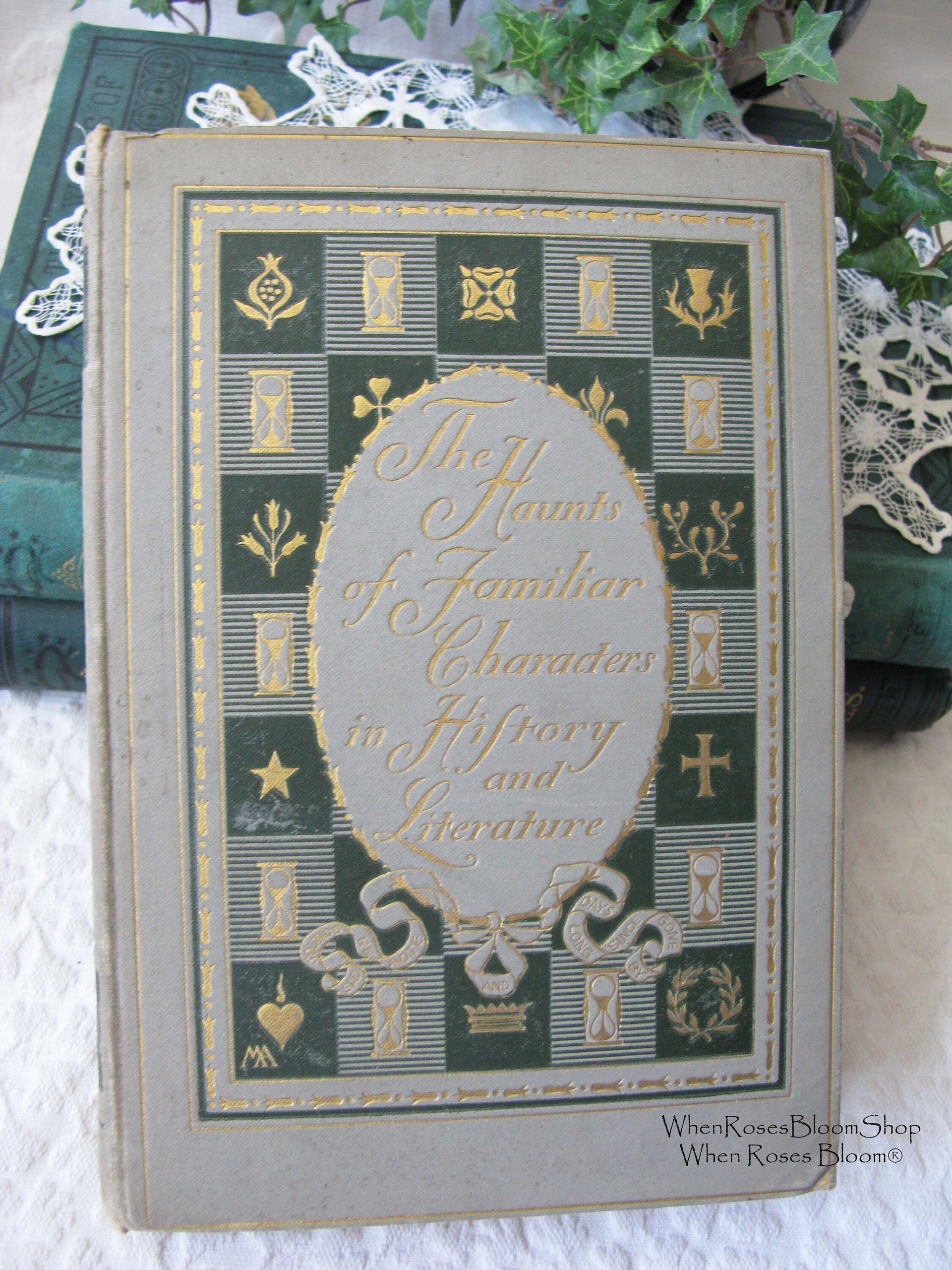 Book Where Ghosts Walked Literary History 1898 1st Ed Decorative Pretty Cover Vintage Library Decor Gift Decorative Artwork  WhenRosesBloom