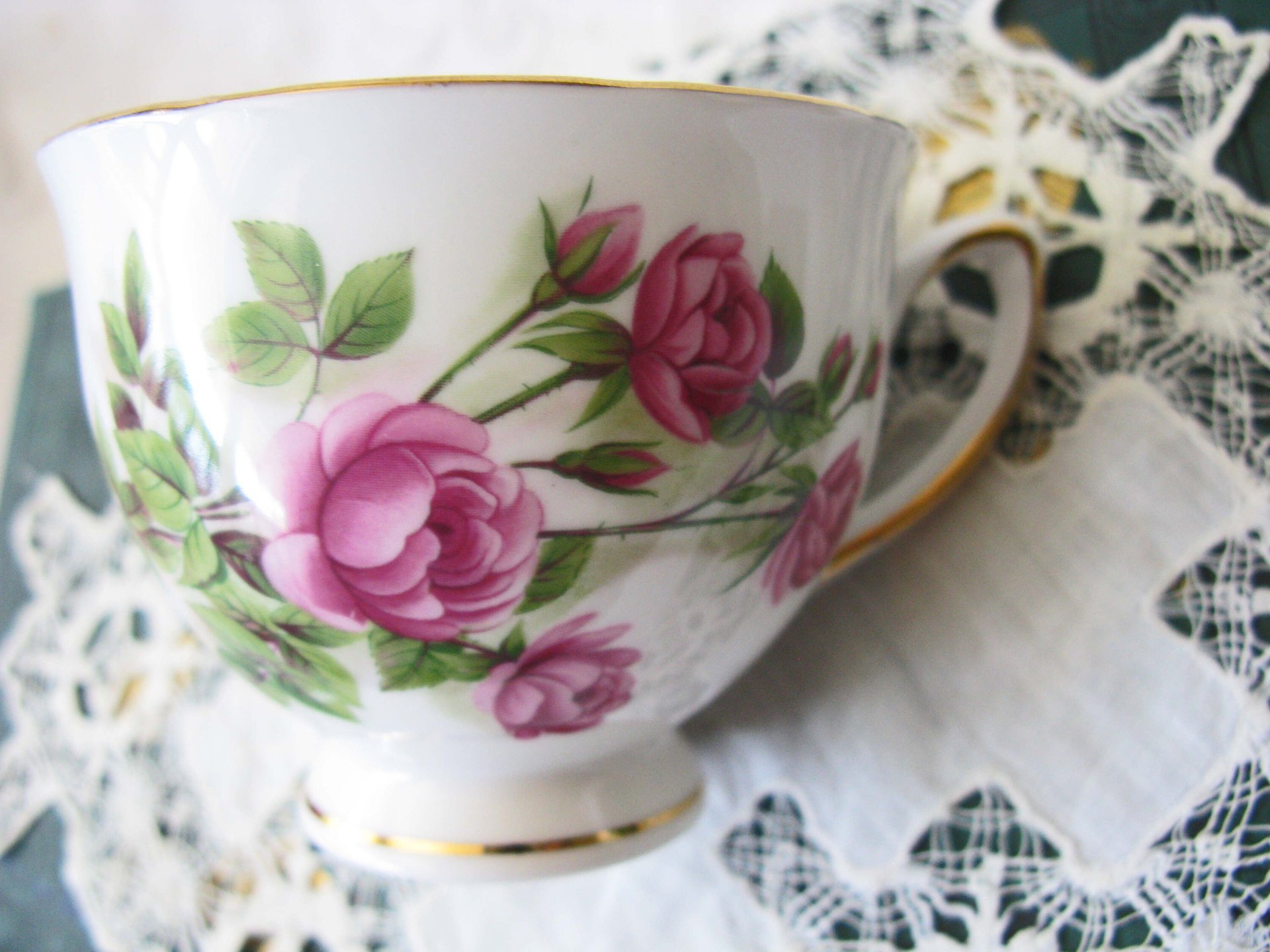 Vintage Tea Cup Pink Roses English Bone China Retro Tea Gift Mid Century Shabby Chic Farmhouse Jane Austen Downton Abbey WhenRosesBloom