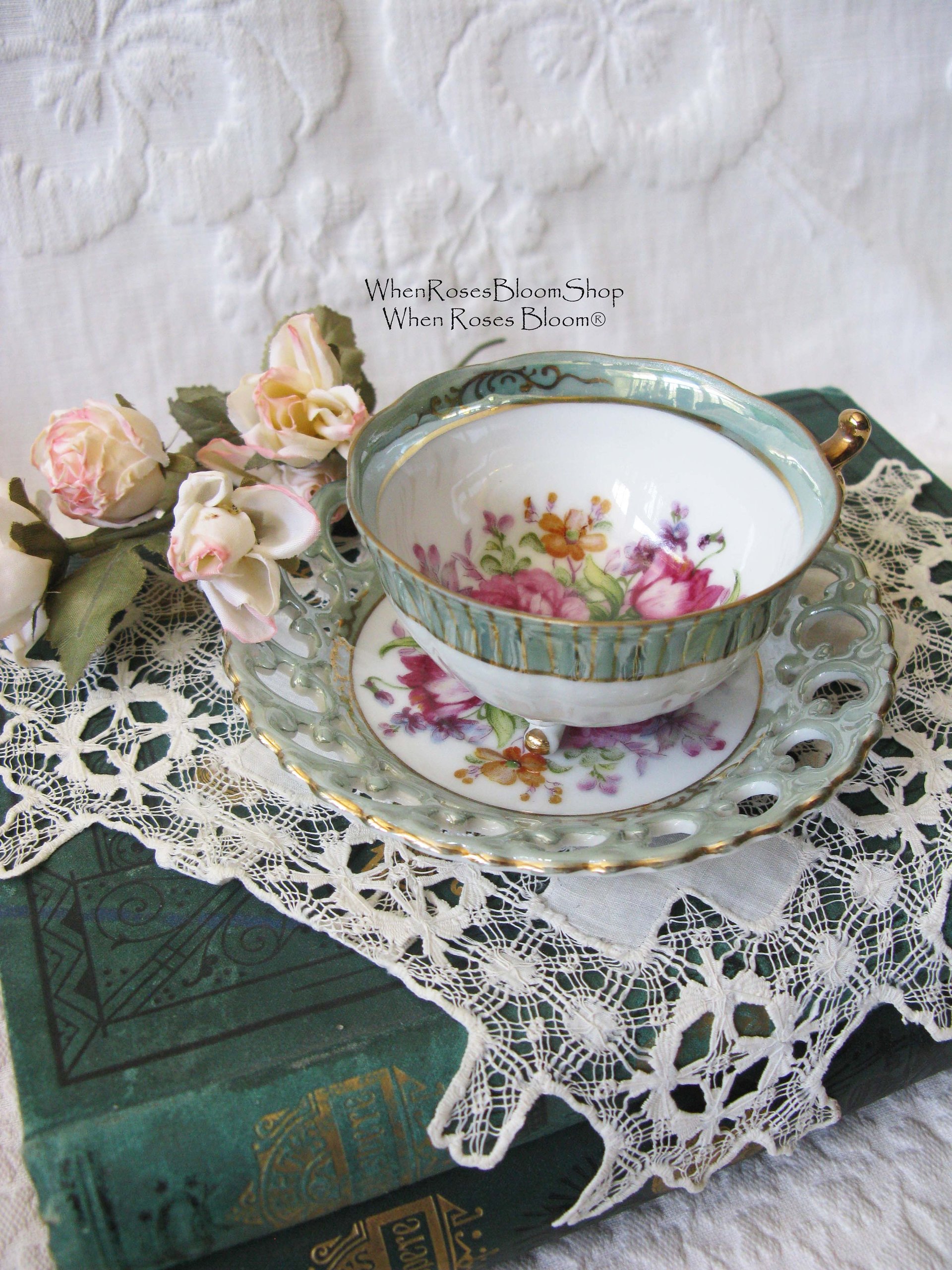 Vintage Tea Cup Floral Royal Sealy Child Dolly Mommy & Me Nana Tea Party Demitasse Cappuccino Cottage Farmhouse  Shabby Chic WhenRosesBloom
