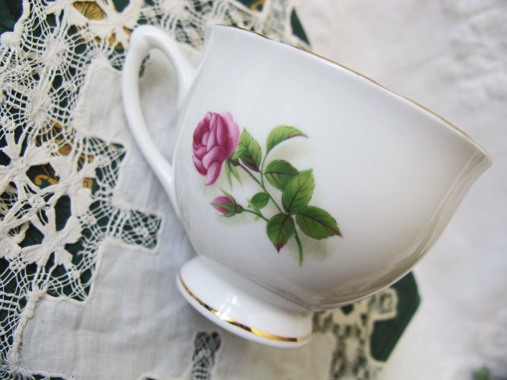 Vintage Tea Cup Pink Roses English Bone China Retro Tea Gift Mid Century Shabby Chic Farmhouse Jane Austen Downton Abbey WhenRosesBloom