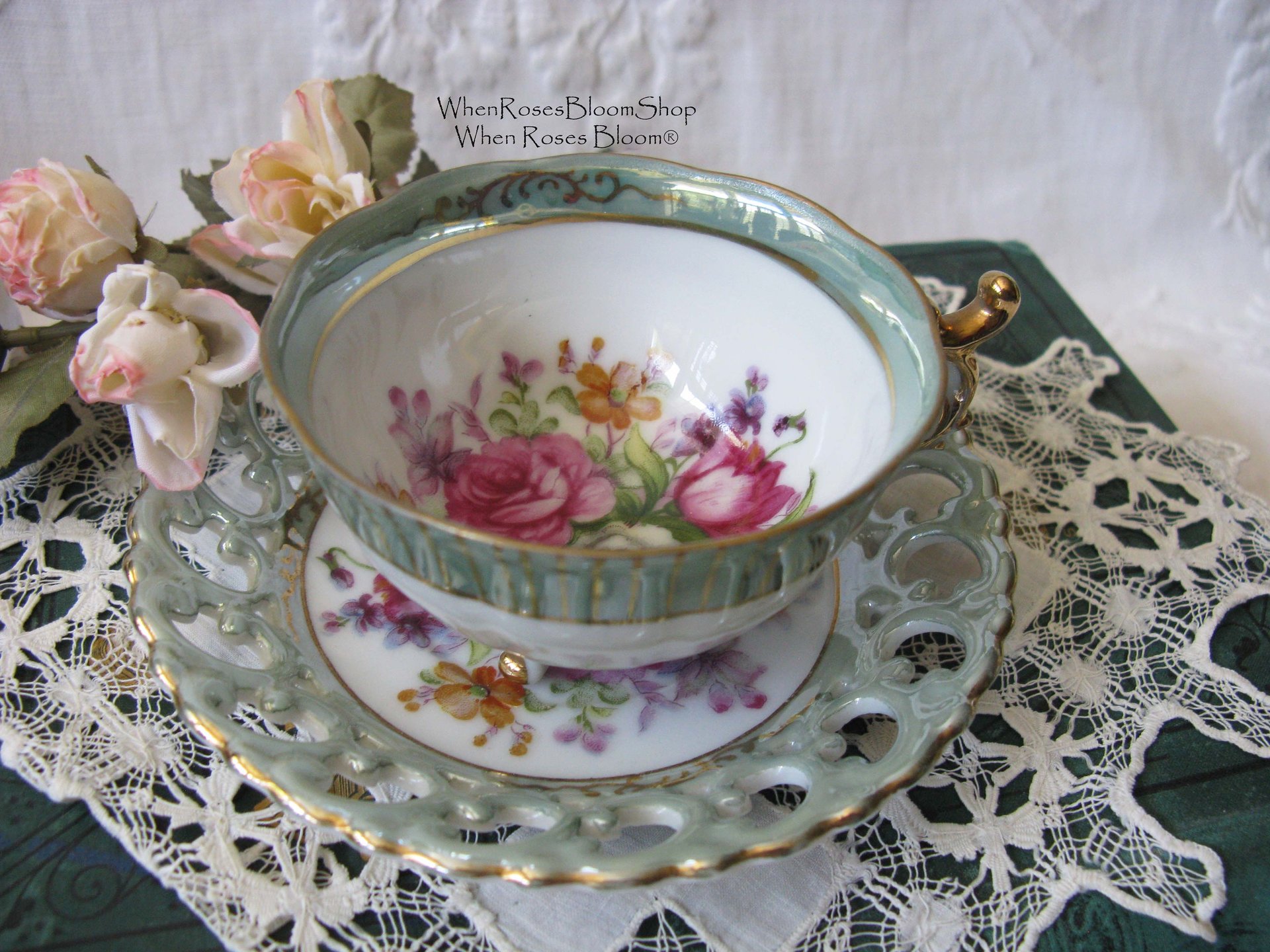 Vintage Tea Cup Floral Royal Sealy Child Dolly Mommy & Me Nana Tea Party Demitasse Cappuccino Cottage Farmhouse  Shabby Chic WhenRosesBloom