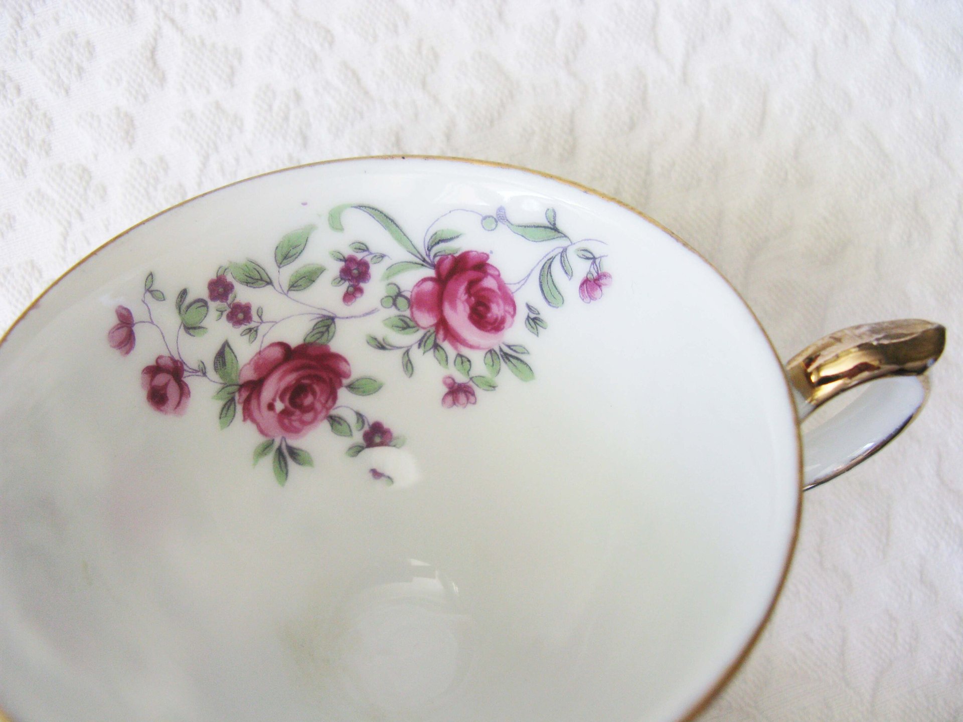 Vintage Rose Chintz Tea Cup Pink Purple Japan Mid Century Retro Elegant Tea Gift Victoria Downtown Tea Cottage Shabby Chic WhenRosesBloom