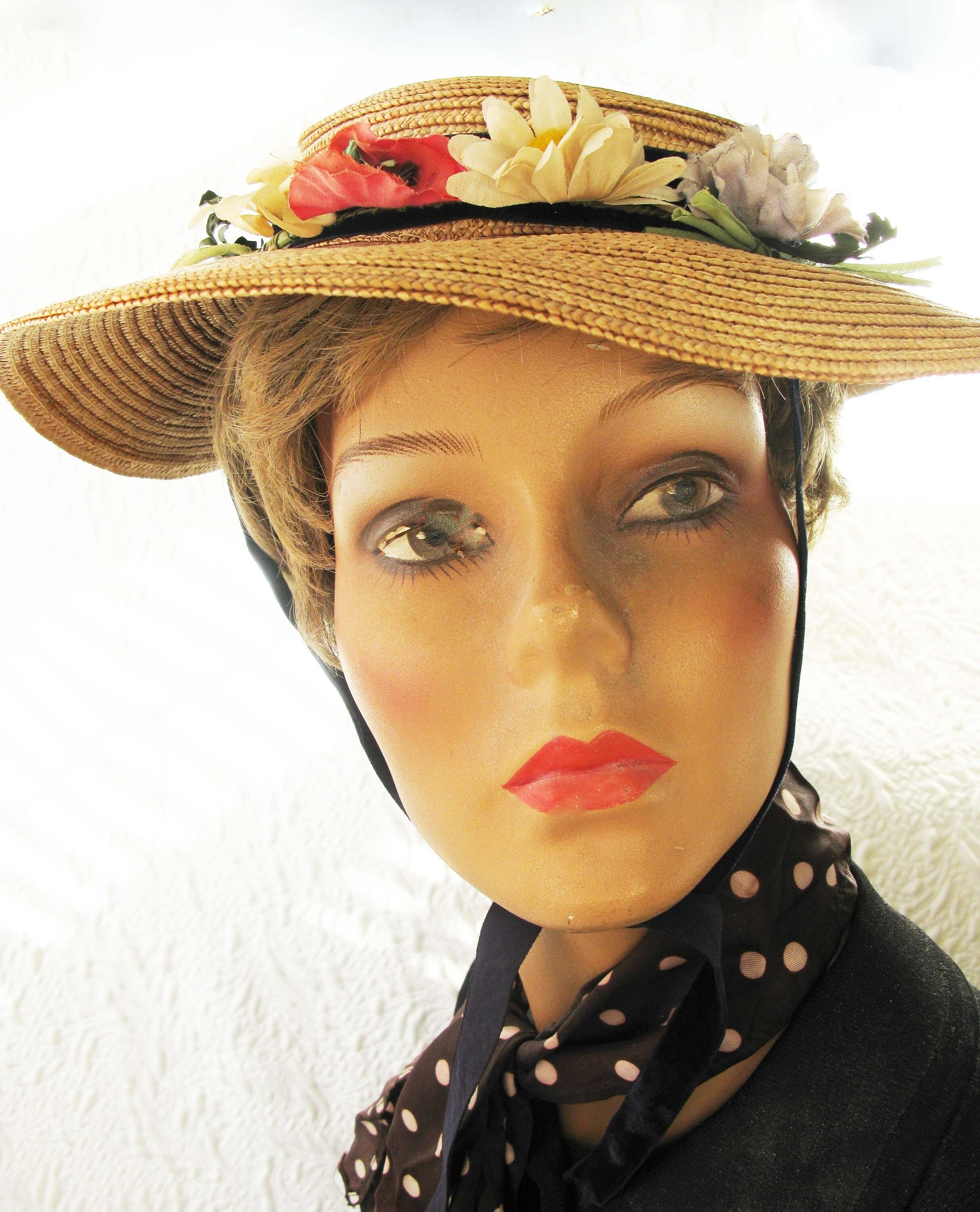 Straw Hat with flowers Vintage Classic Romantic Elegance Retro  Artsy Style Garden Wedding Tea Party Cosplay  WhenRosesBloom