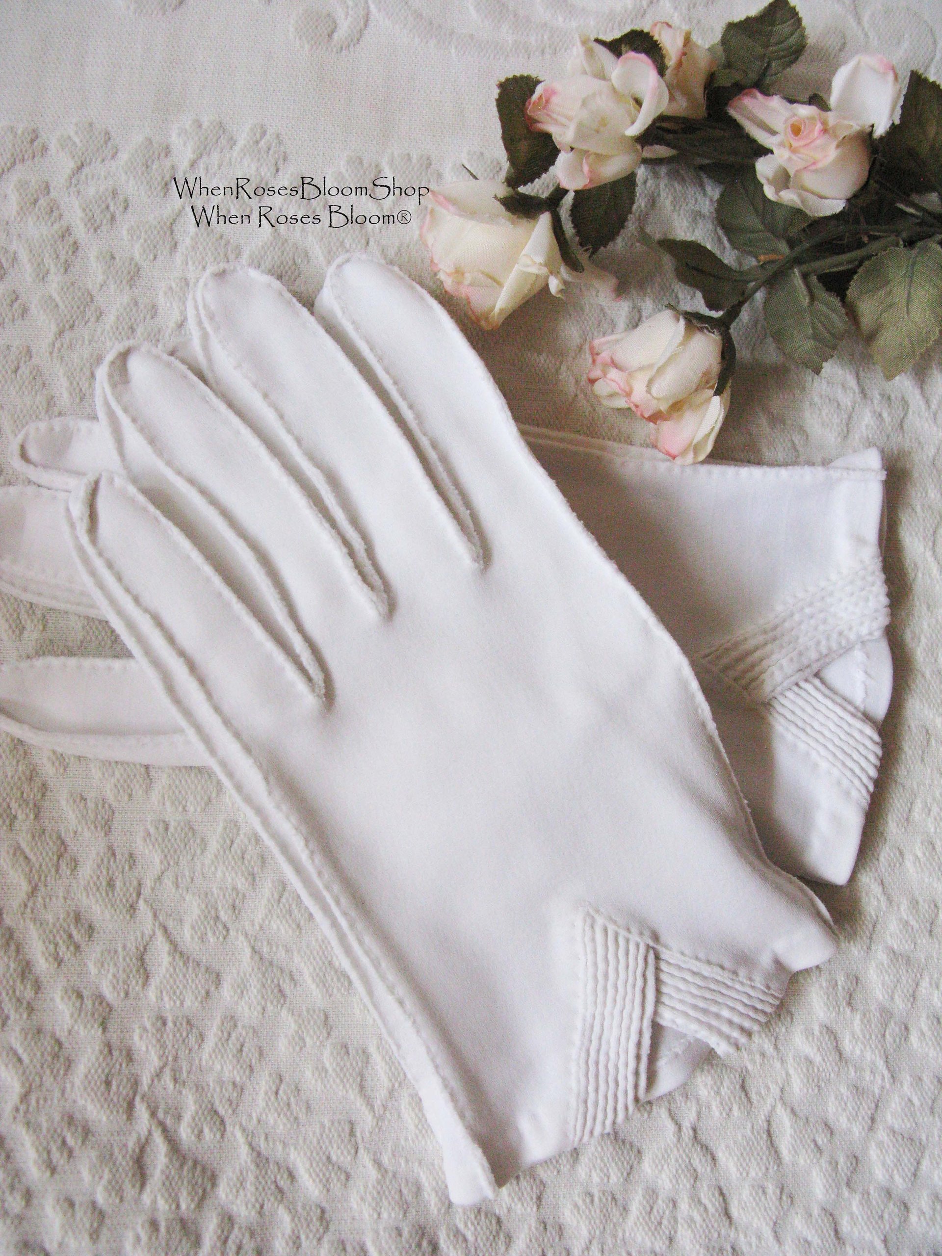 Gloves White Short Retro Vintage Tea Party Elegant Cosplay Downton Miss Fisher Mid Century Style Free Ship US When Roses Bloom