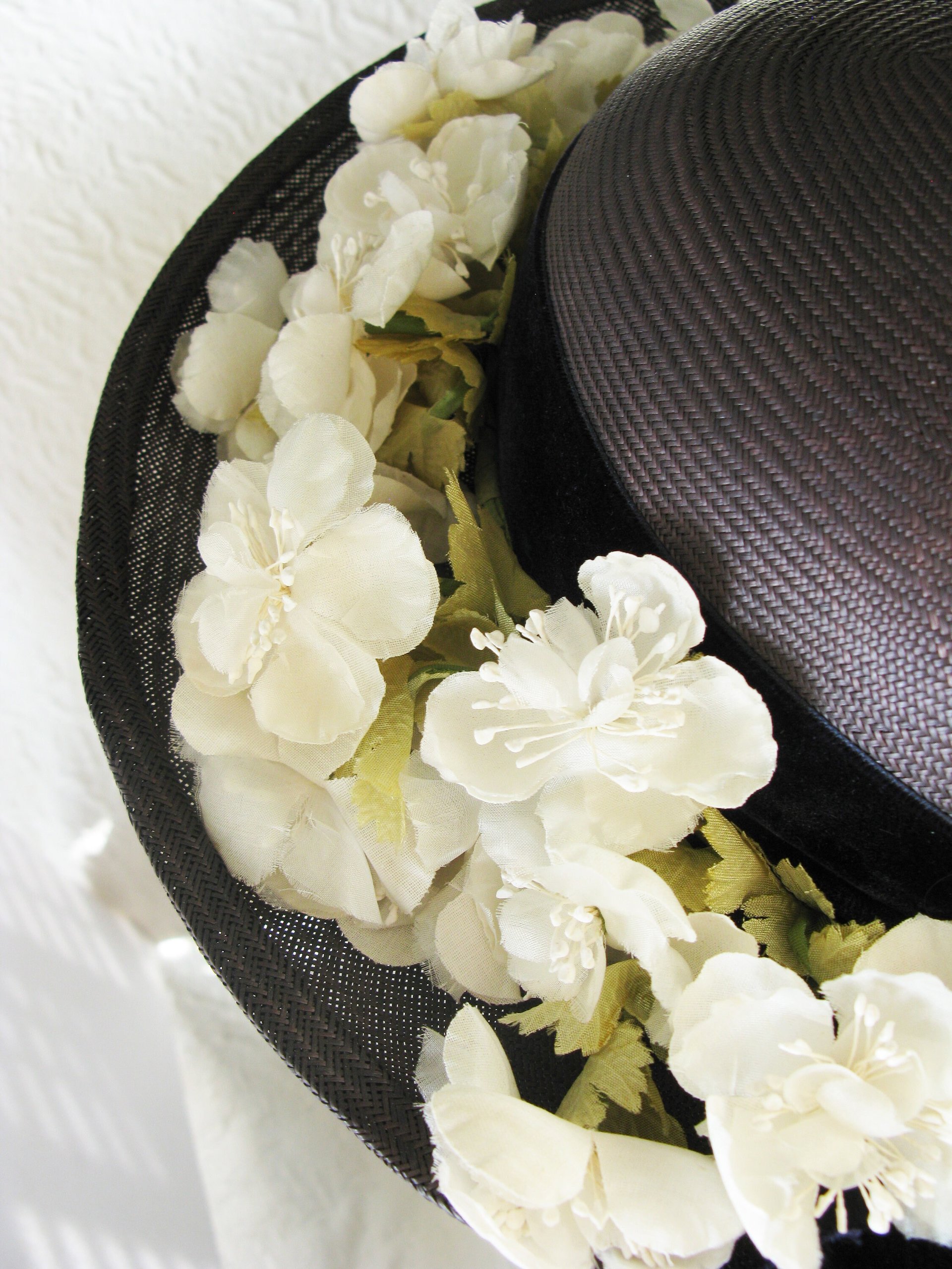 Vintage Blue Straw Hat Classic  Flowers Garden Tea Party Hat Summer Straw Hat with Flowers Mid Century Elegant Cosplay WhenRosesBloom