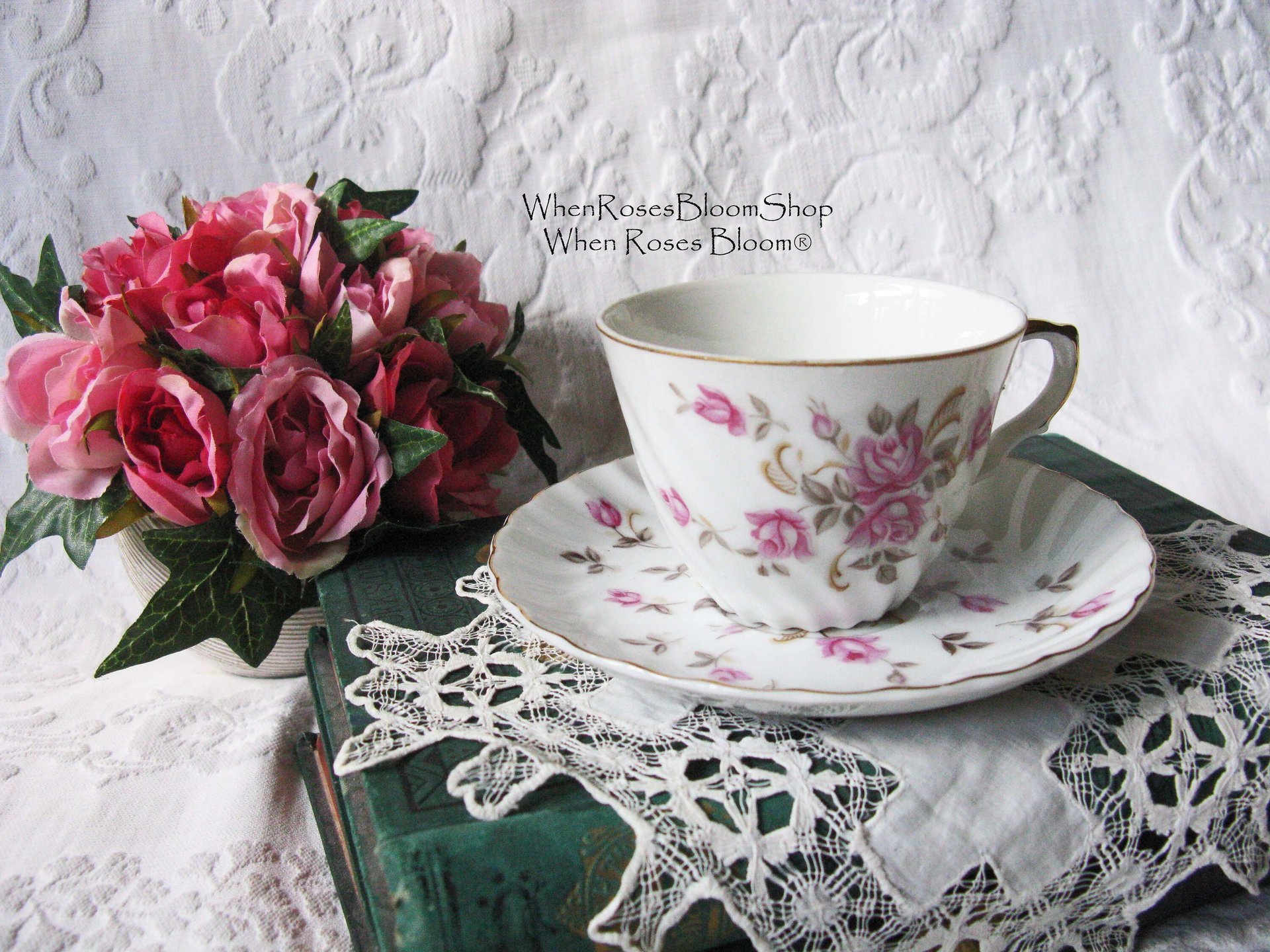 Lefton Teacup Pink Roses Vintage Mid Century Retro Tea Gift Downton Abbey Shabby Chic Classic Tea WhenRosesBloom
