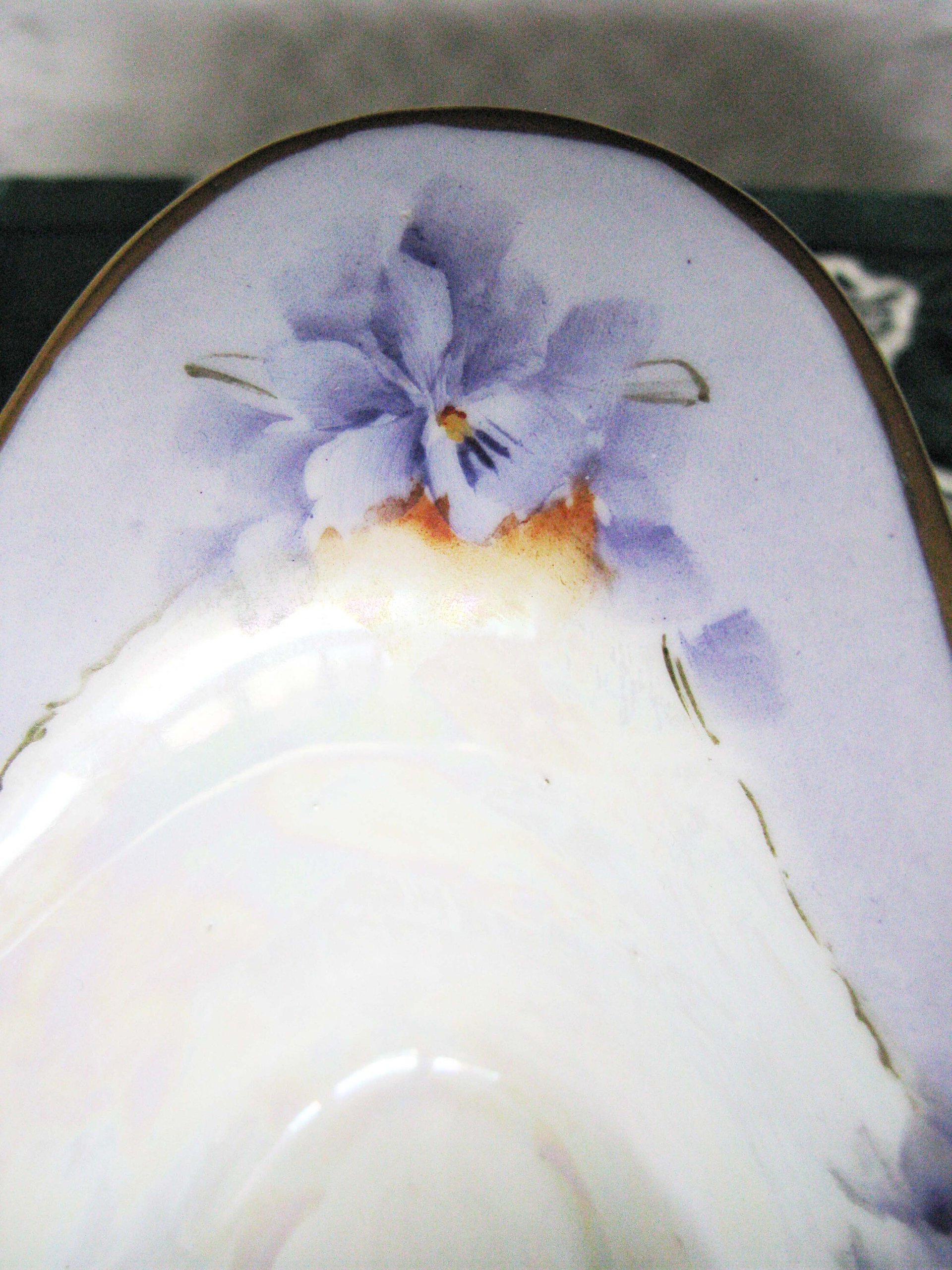 Vintage Violet China Sauce Gravy Jam Dish with Plate Hand Painted 1900's Edwardian Victorian Downton Cottage Shabby Chic WhenRosesBloom