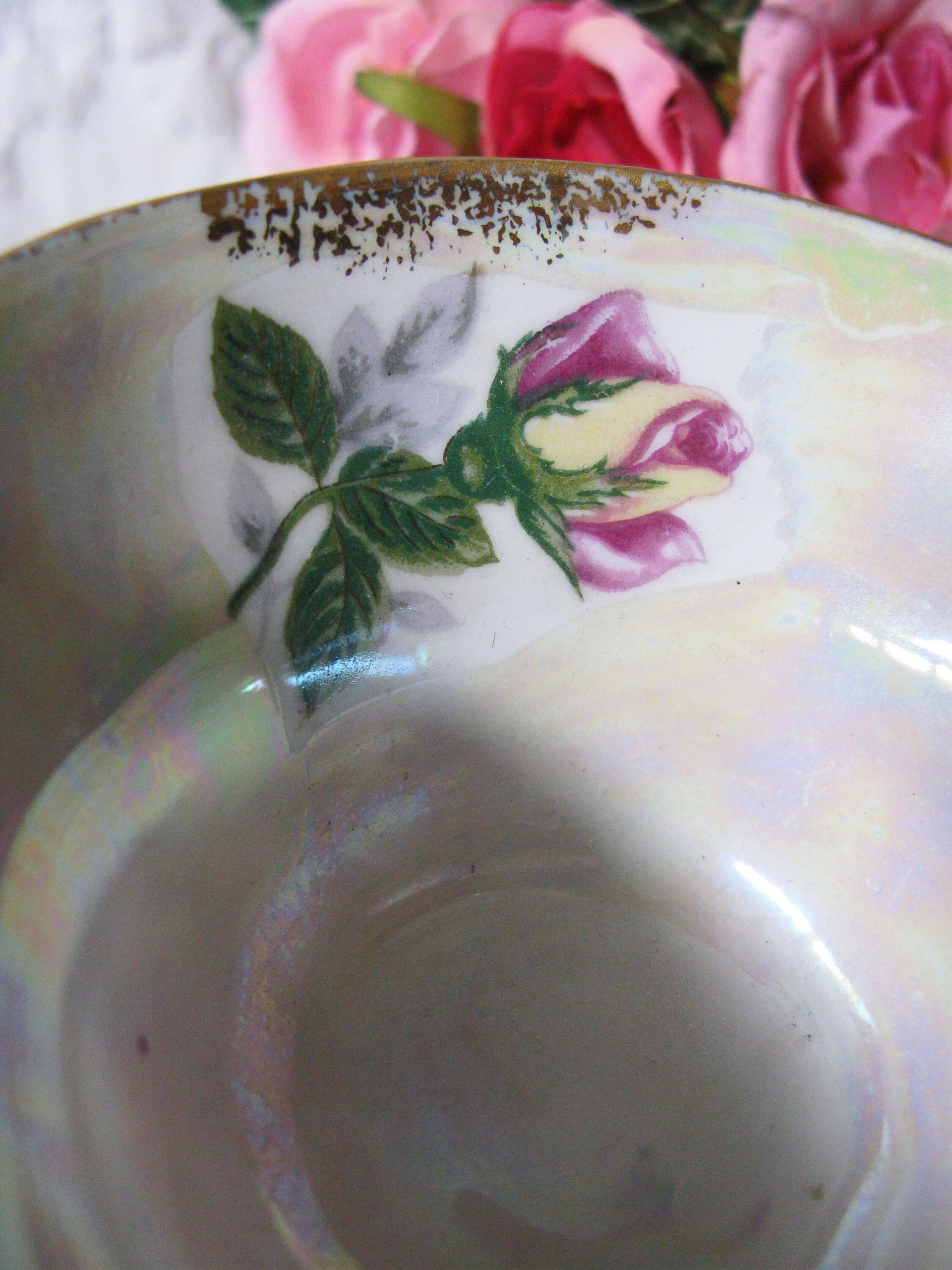 Tea Cup Pink Roses Footed Japan Vintage Downton Tea Time Gift Cottage Shabby Chic Mid Century Tea Style  WhenRosesBloom
