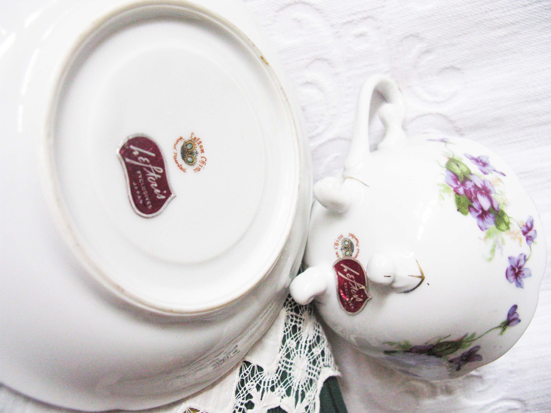 Vintage Lefton  Footed Tea Cup Violets Japan Mid Century Retro Tea Time Birthday Gift Cottage Farmhouse Shabby Chic Style WhenRosesBloom