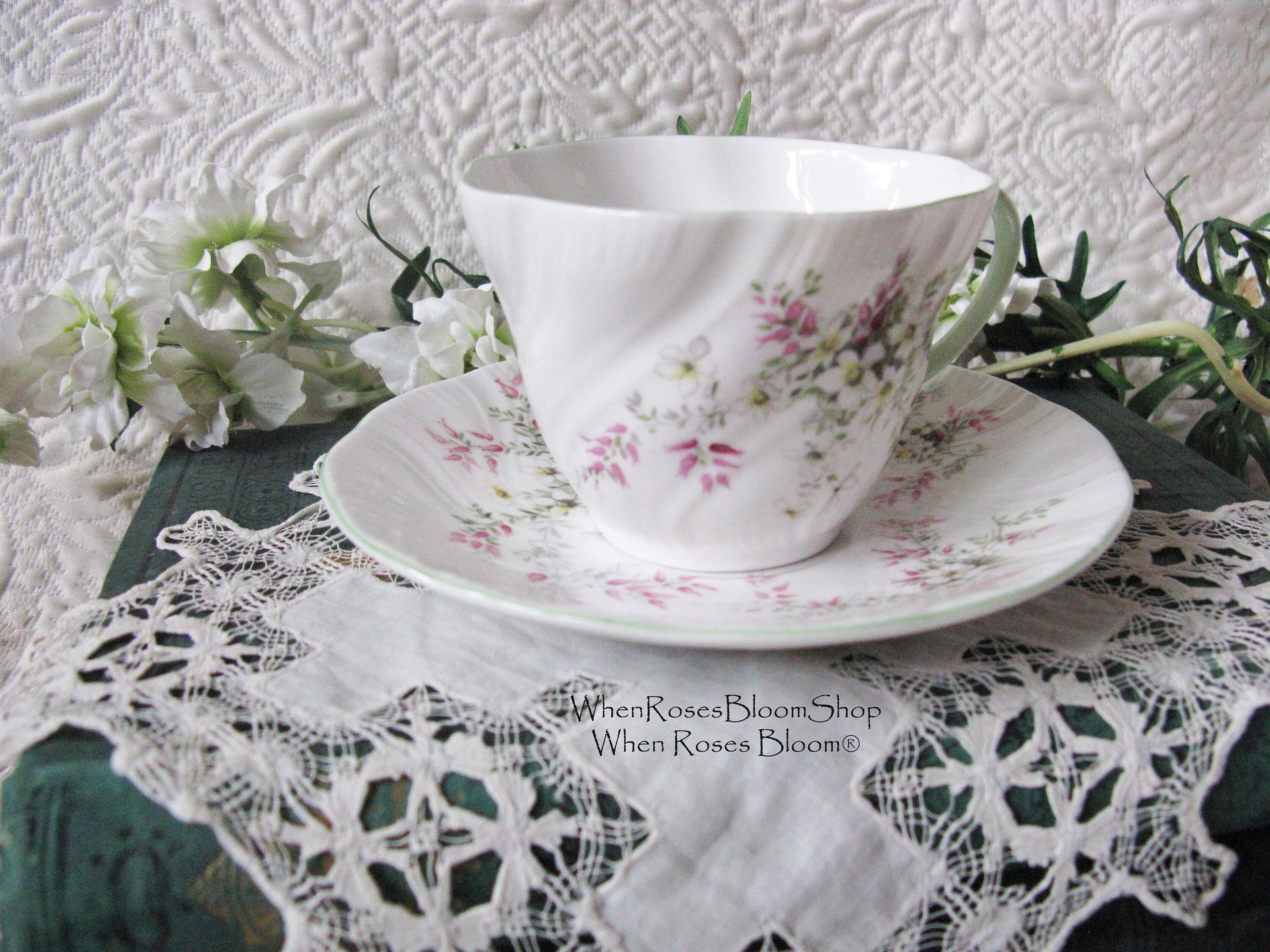 Tea Cup English Floral Bone China Vintage Tea Gift Dainty Pink Shabby Chic Retro Mid Century Classic British Shelley Look  WhenRosesBloom