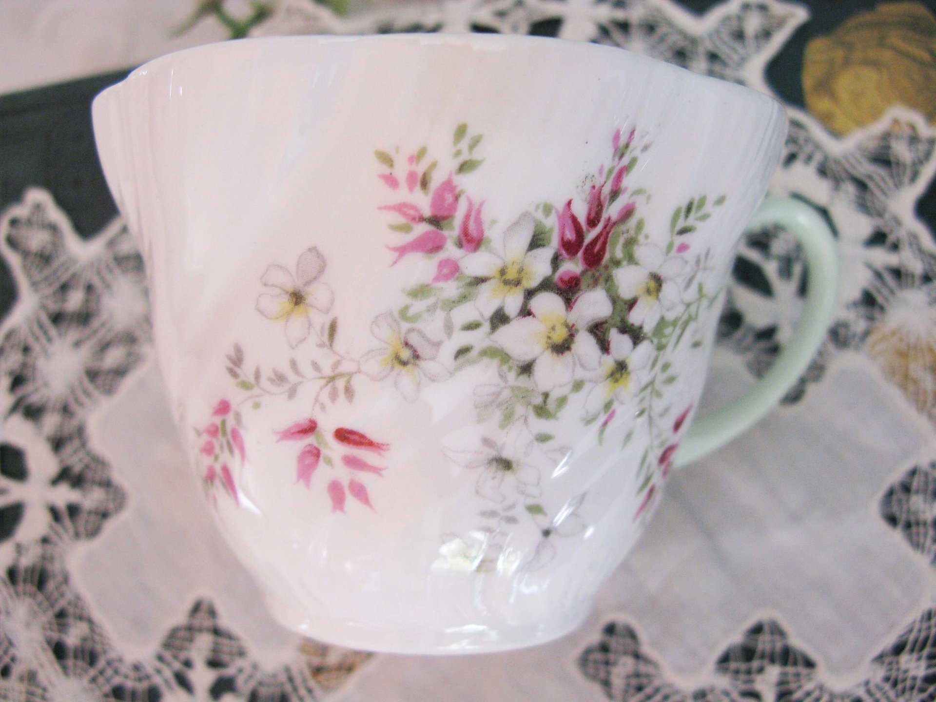 Tea Cup English Floral Bone China Vintage Tea Gift Dainty Pink Shabby Chic Retro Mid Century Classic British Shelley Look  WhenRosesBloom